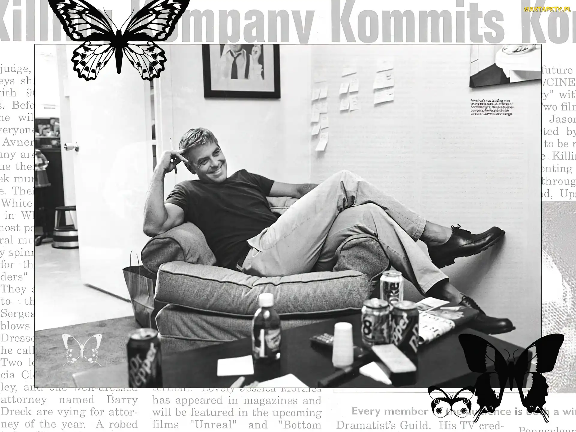 George Clooney, motyl, fotel