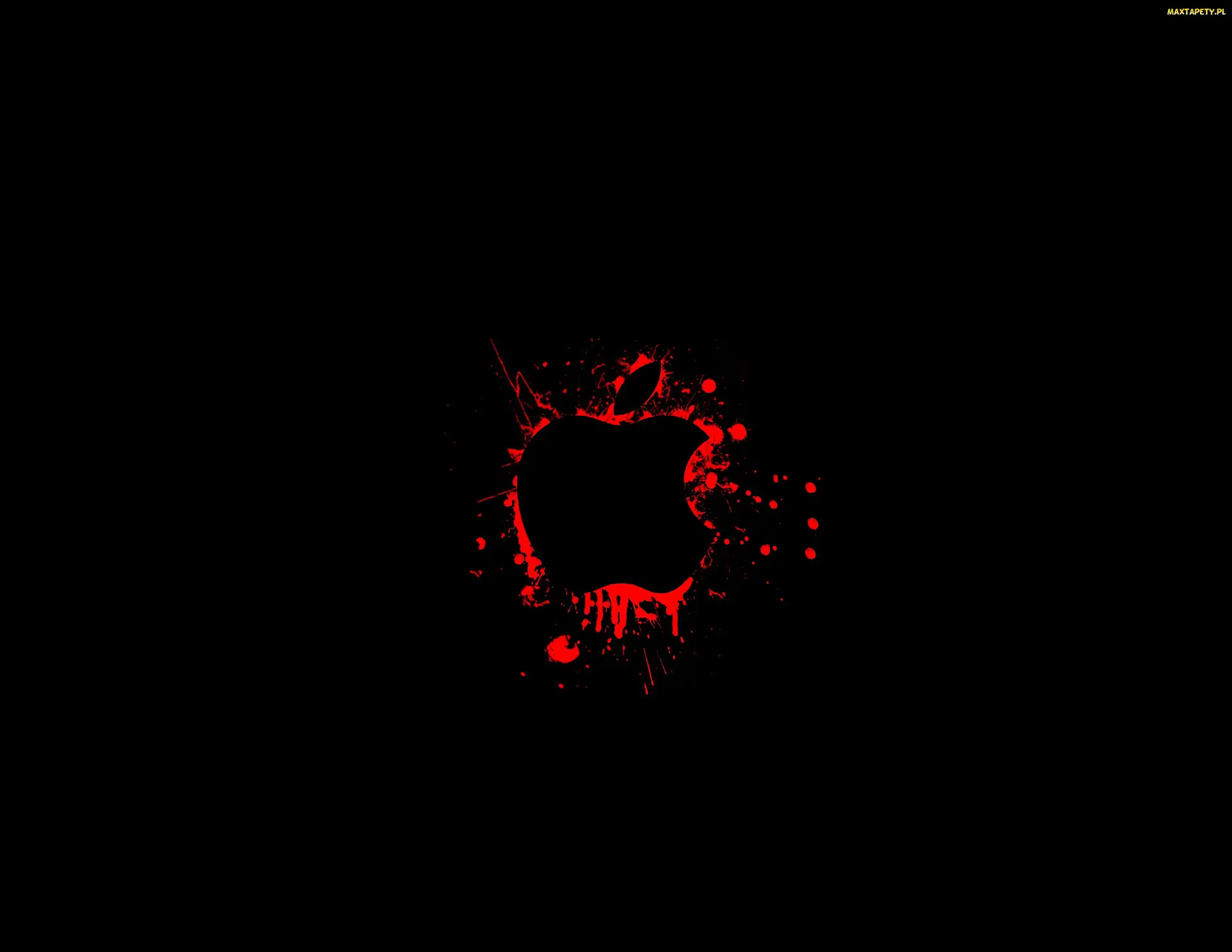 Czerwone, Tło, Apple, Czarne, Logo