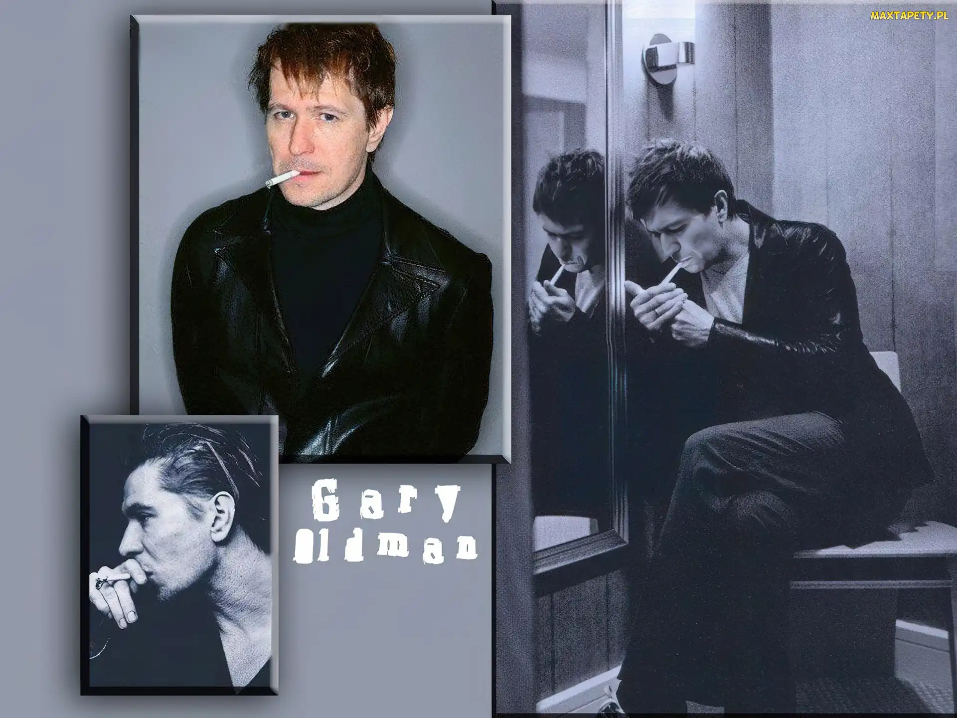 czarna kurtka, papieros, Gary Oldman