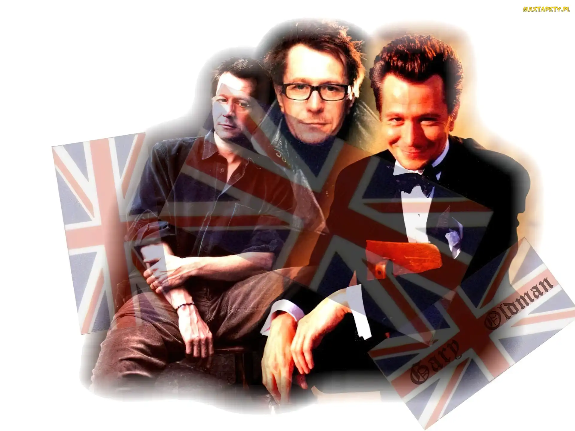 flaga, okulary, Gary Oldman