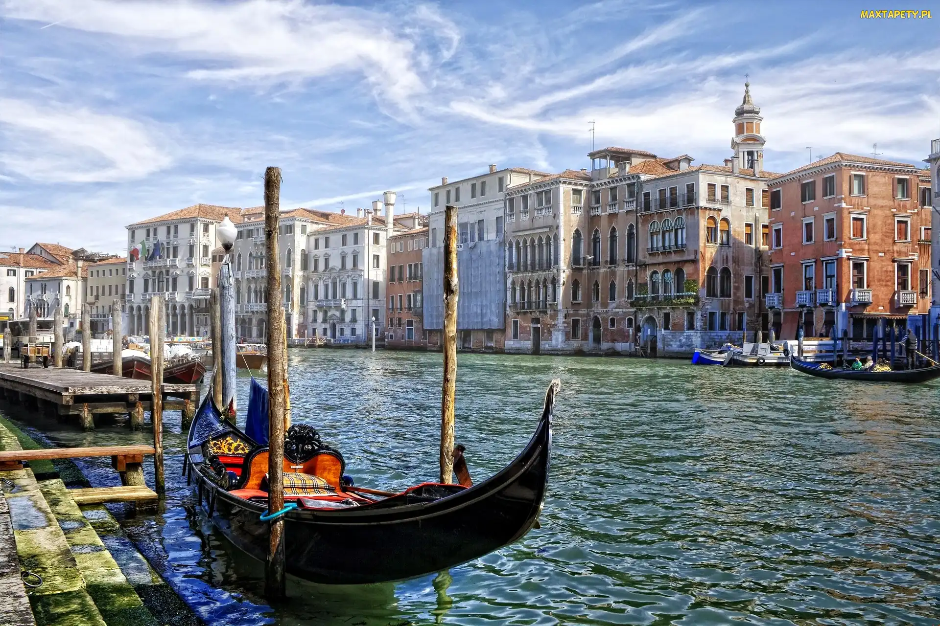 Gondola, Wenecja, Domy, Kanał