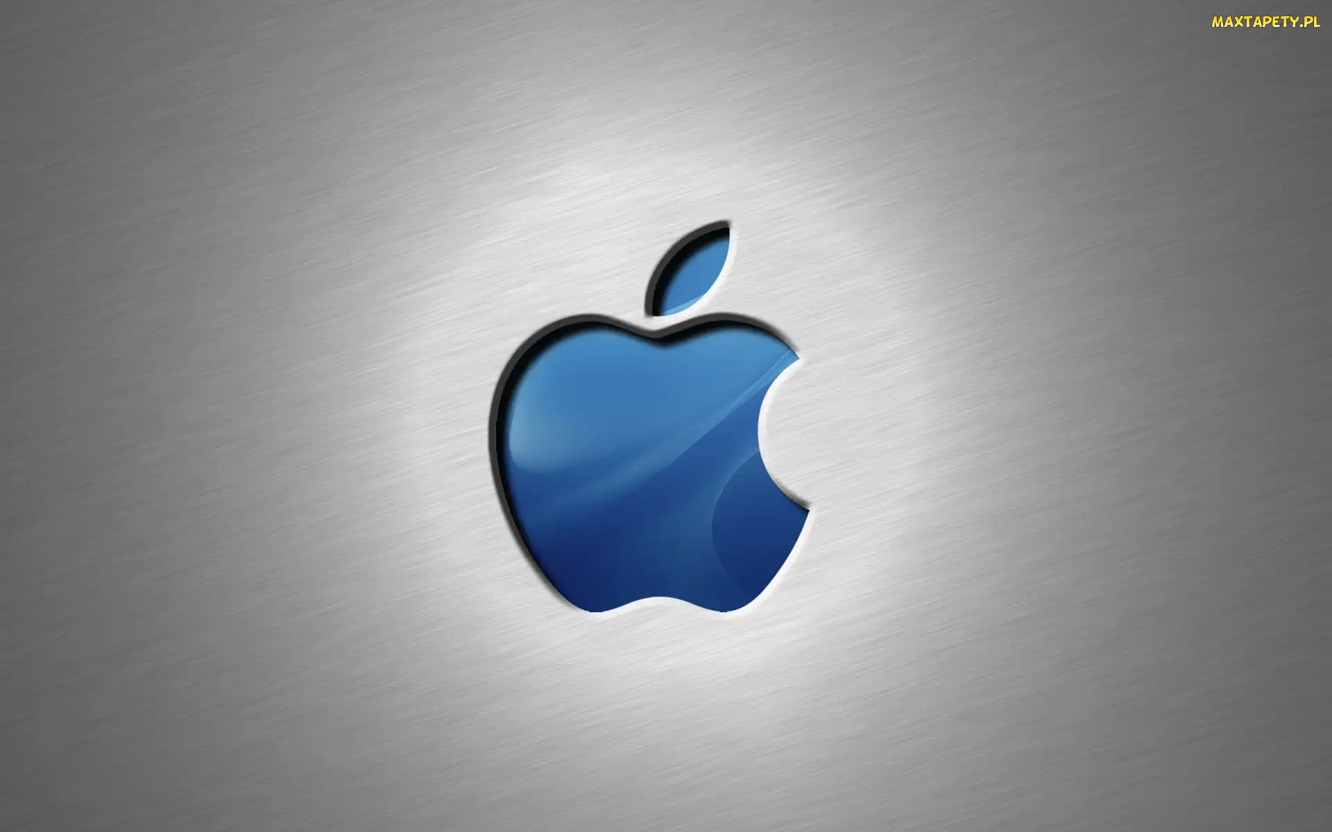3D, Niebieskie, Logo, Apple