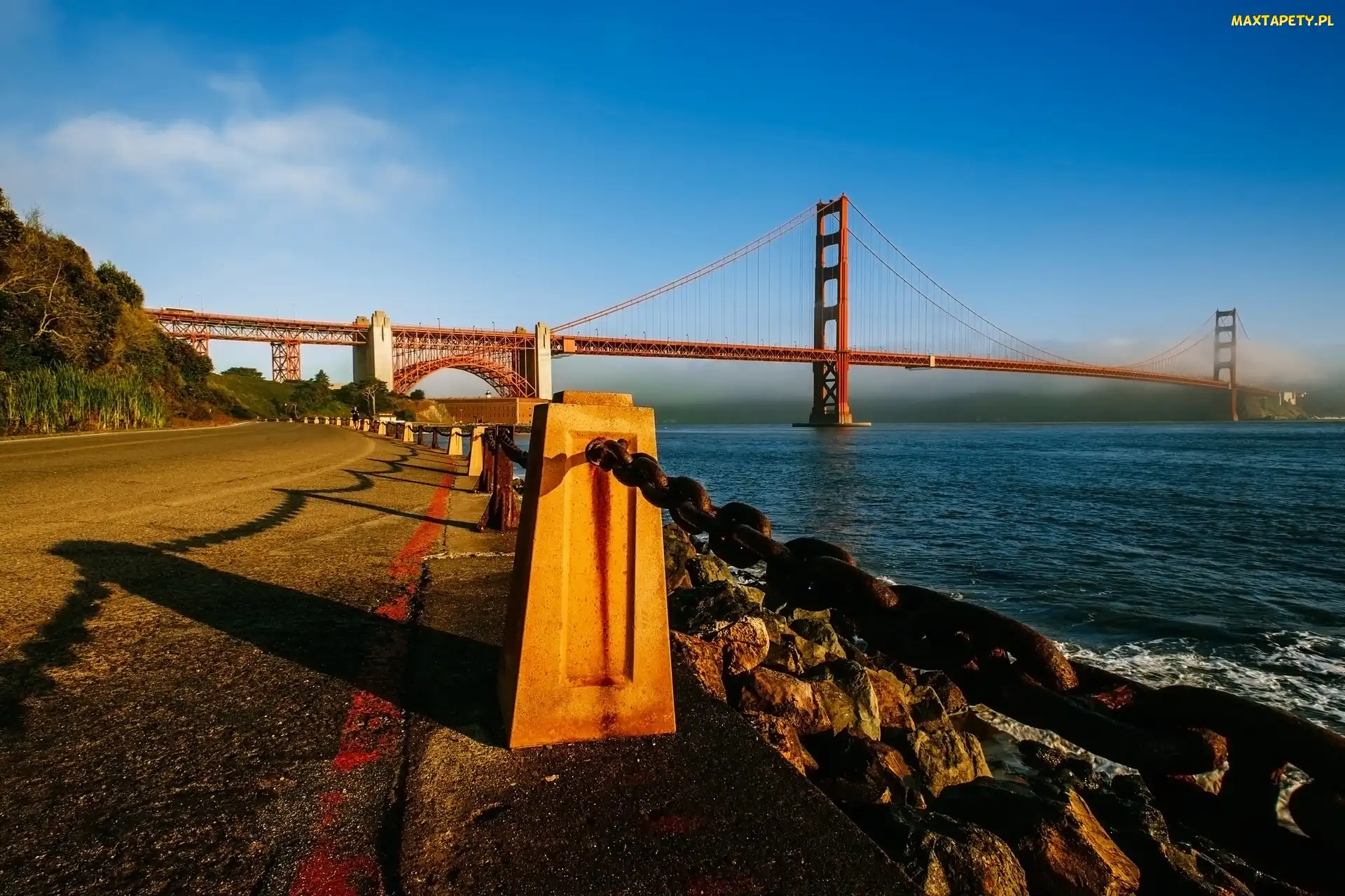 San Francisco, Droga, Łańcuch, Poranek, Most Golden Gate