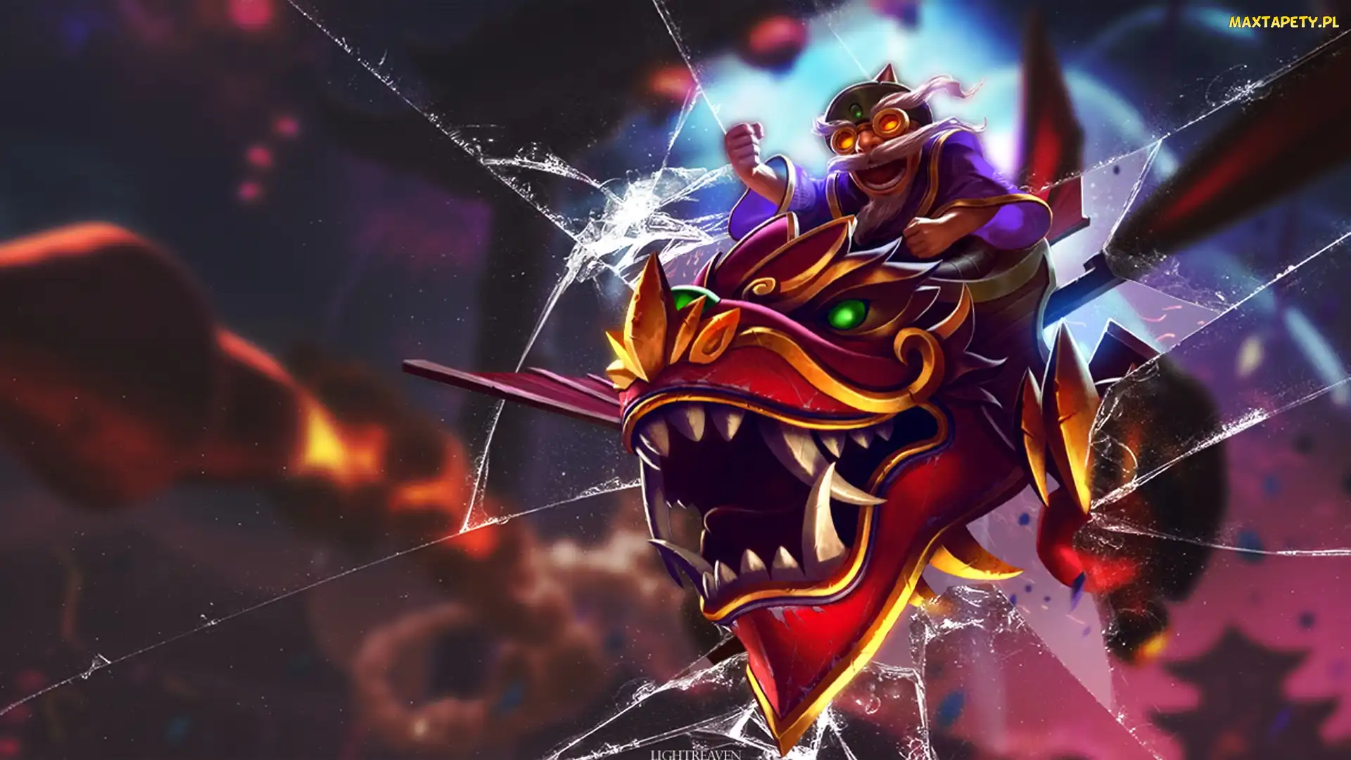 Pęknięty, Legends, Dragonwing, Ekran, Of, Corki, League