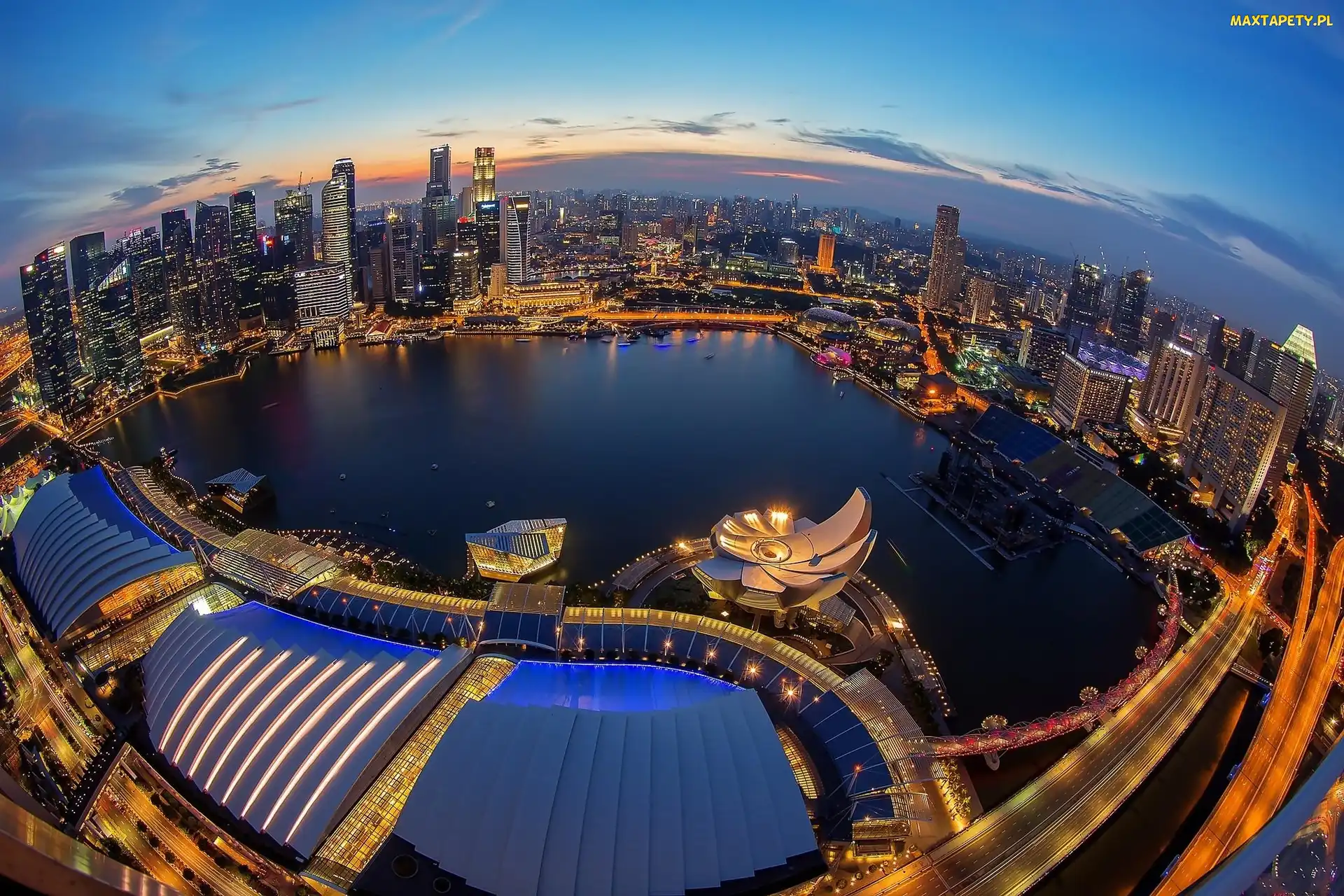 Panorama, Ptaka, Z Lotu, Miasta, Singapur