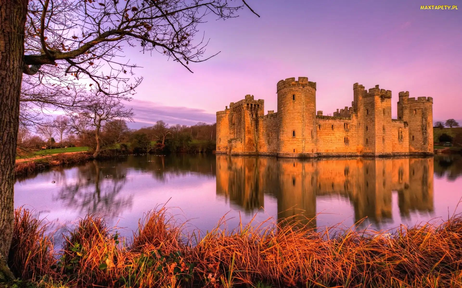Mostek, Fosa, Bodiam Castle, Zamek Bodiam, Wieś Robertsbridge, Anglia