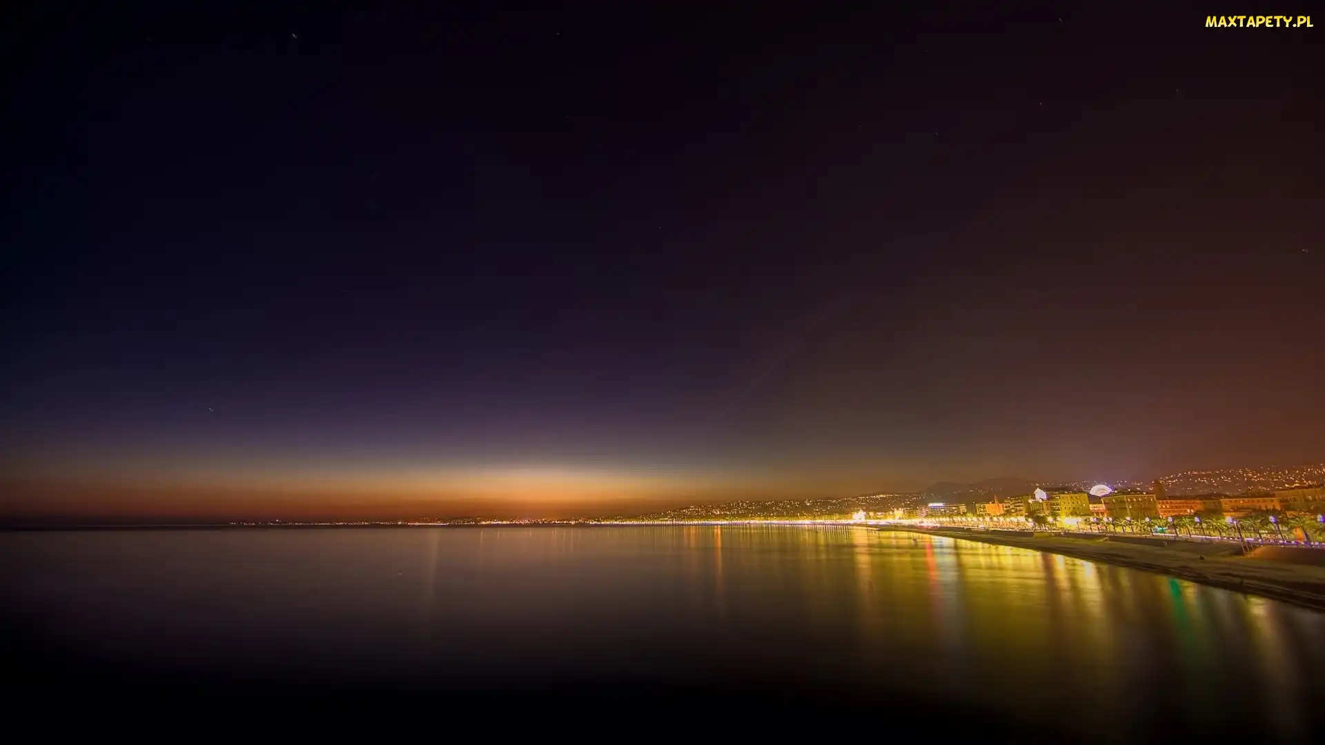 Morze, Wybrzeże, Miasto Nocą