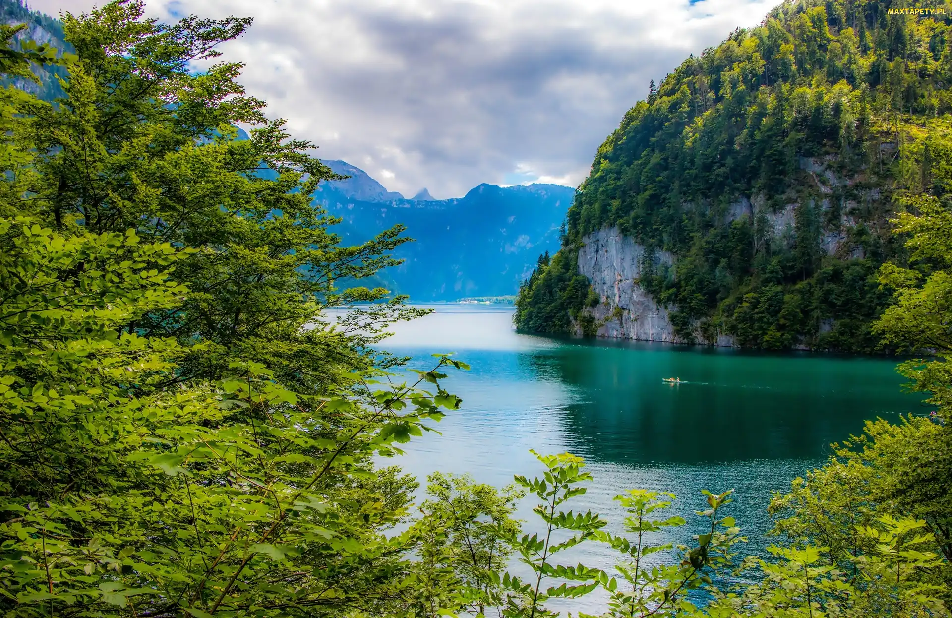 Lasy, Niemcy, Bawaria, Jezioro, Góry