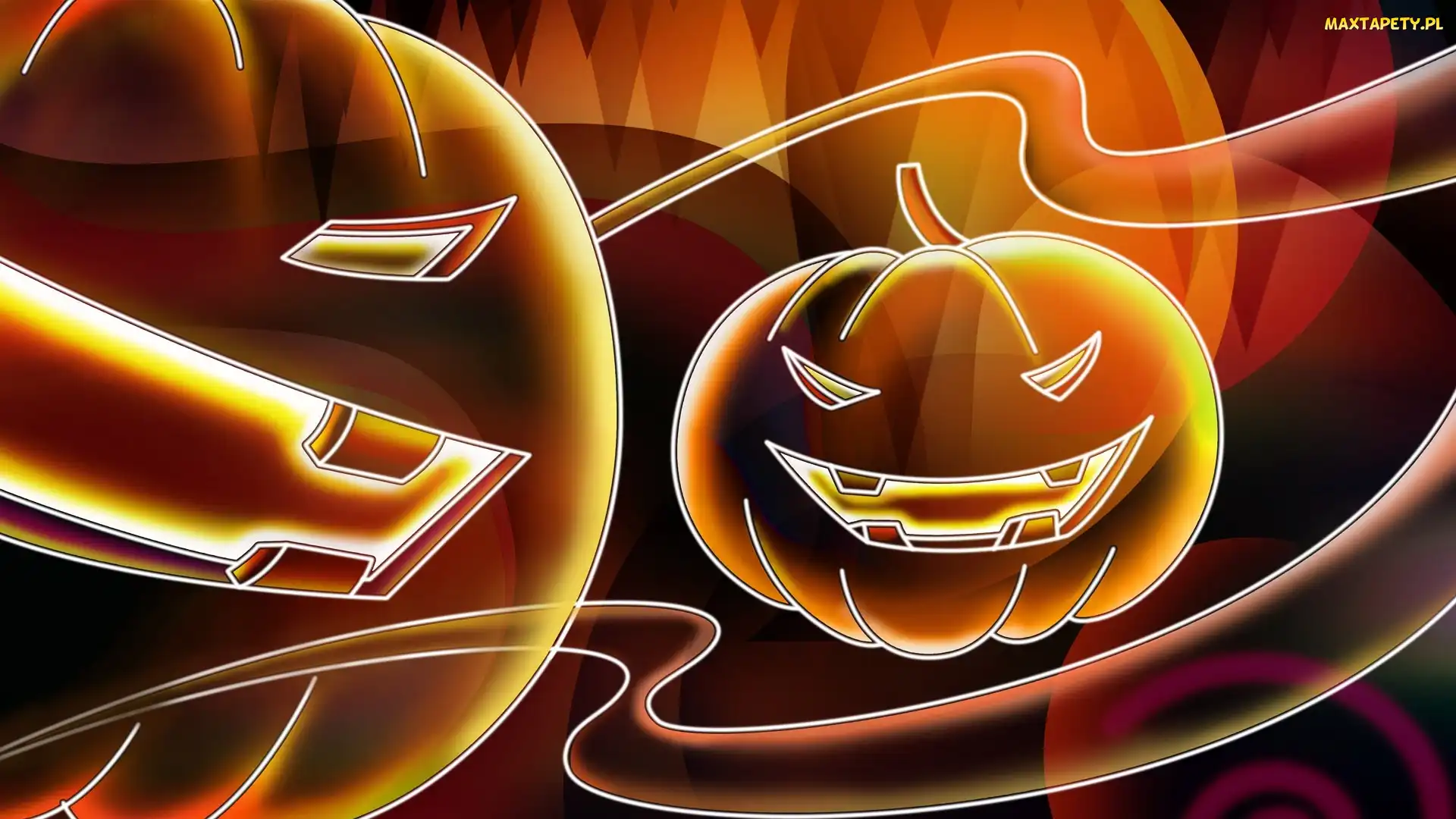 Halloween, Dynie, Neonowe, Uśmiechnięte