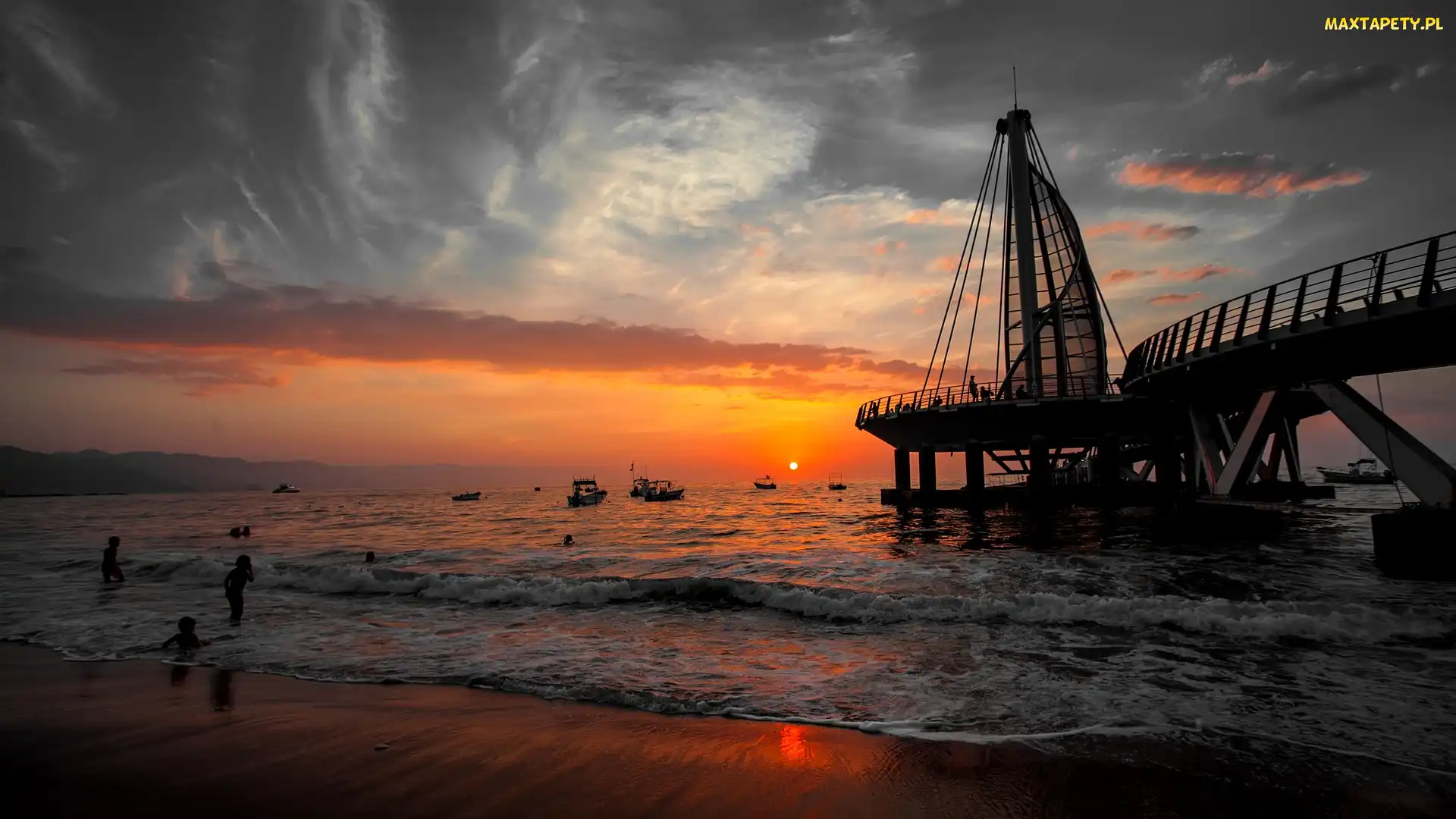 Vallarta, Słońca, Zachód, Meksyk, Puerto