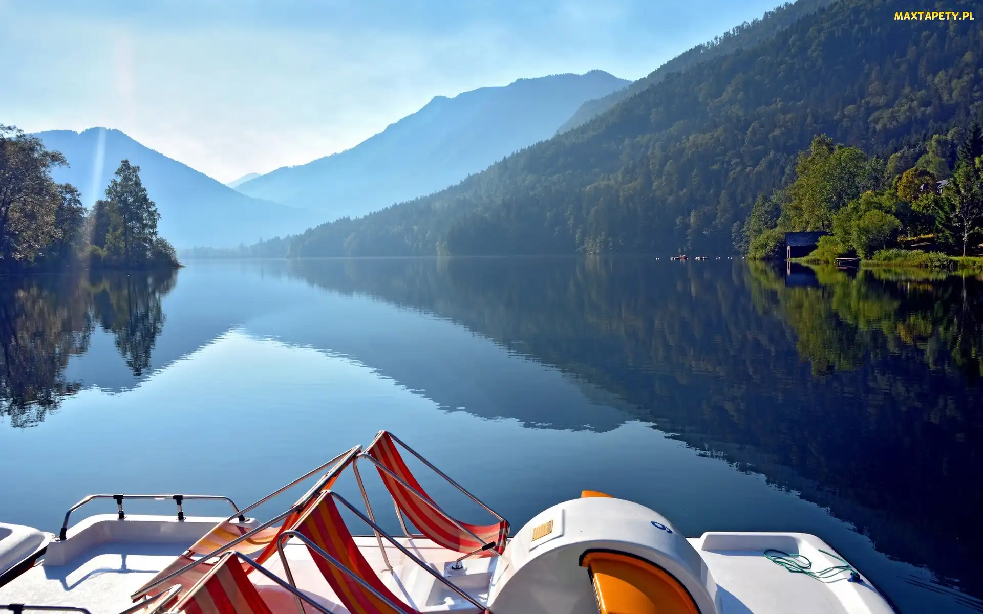 Las, Wodny, Rower, Odbicie, Jezioro