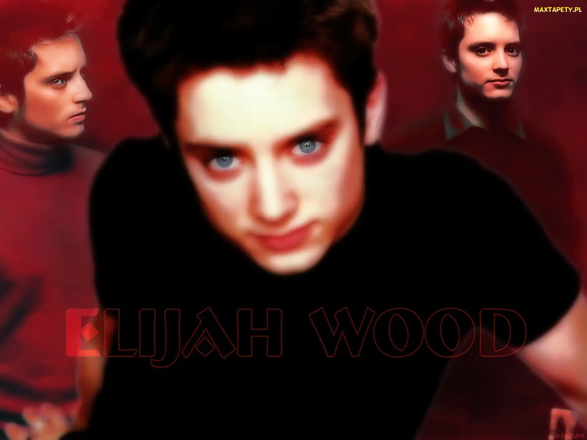 czarna koszulka, niebieskie oczy, Elijah Wood