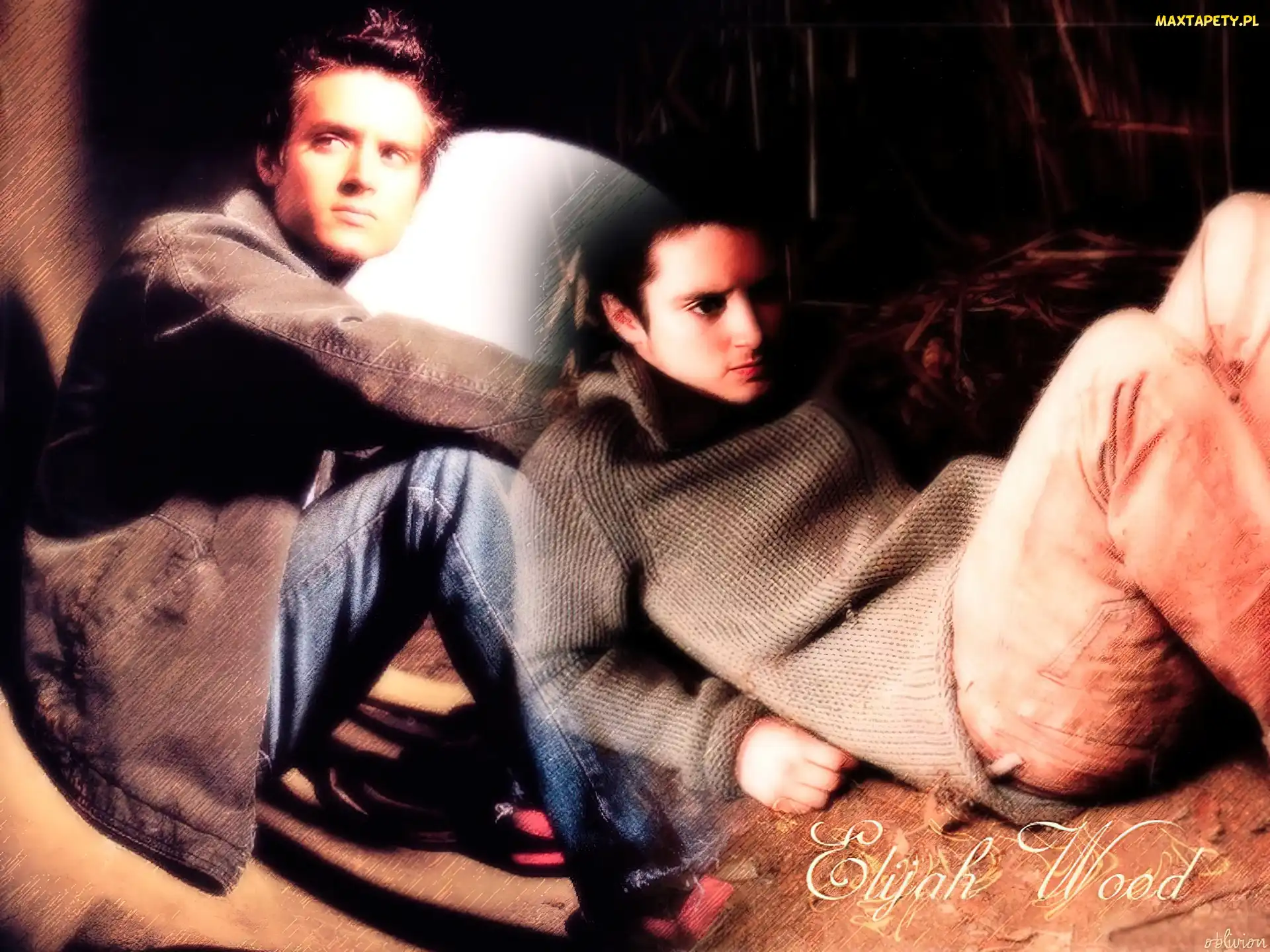 sweterek, jeansy, Elijah Wood
