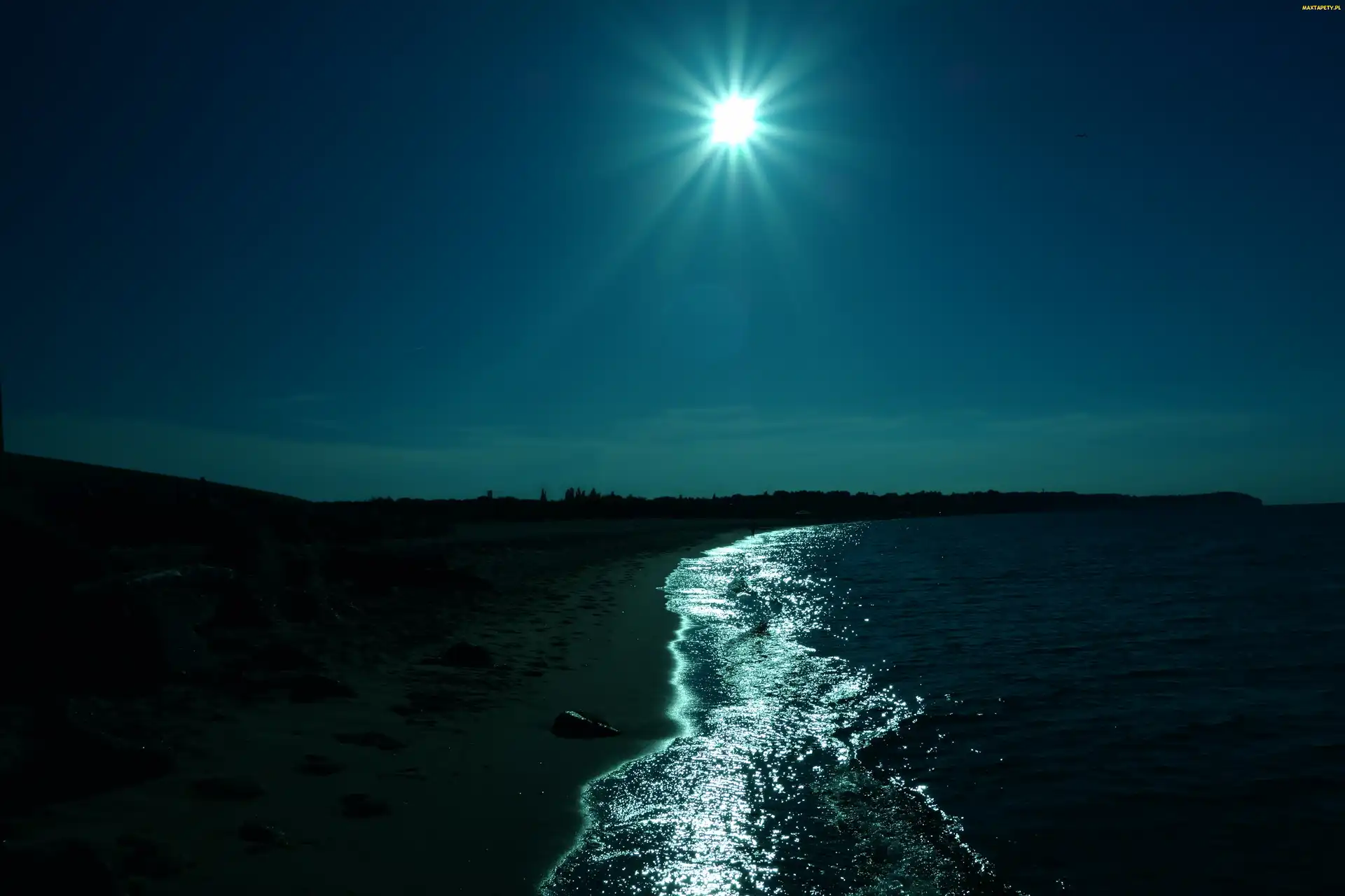 Morze, Plaża, Niebo