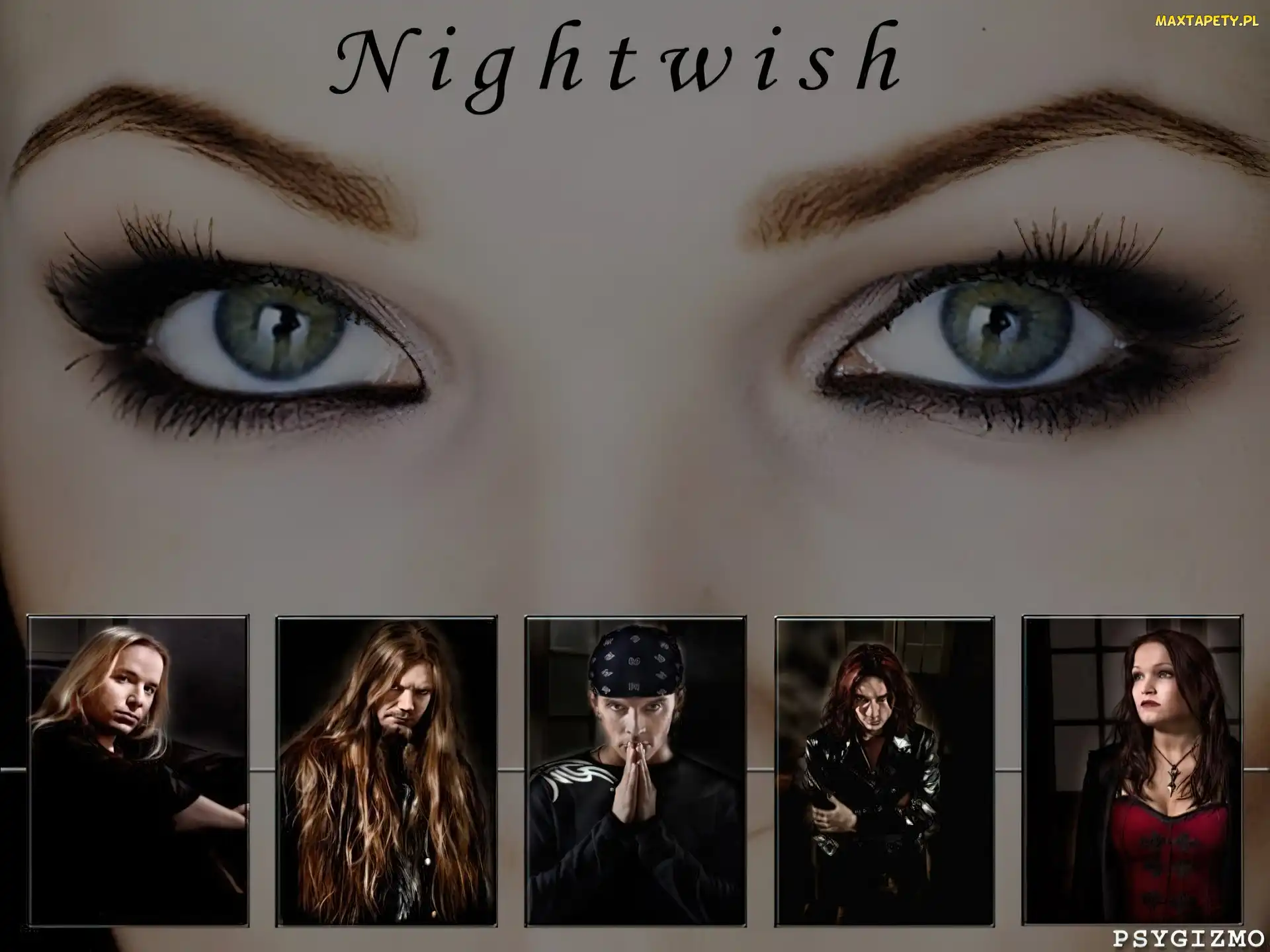 oczy, twarze, zespół , spojrzenie, Nightwish