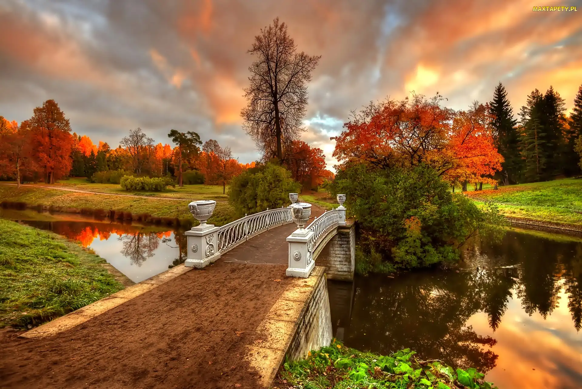 Petersburg, Mostek, Jesień, Park