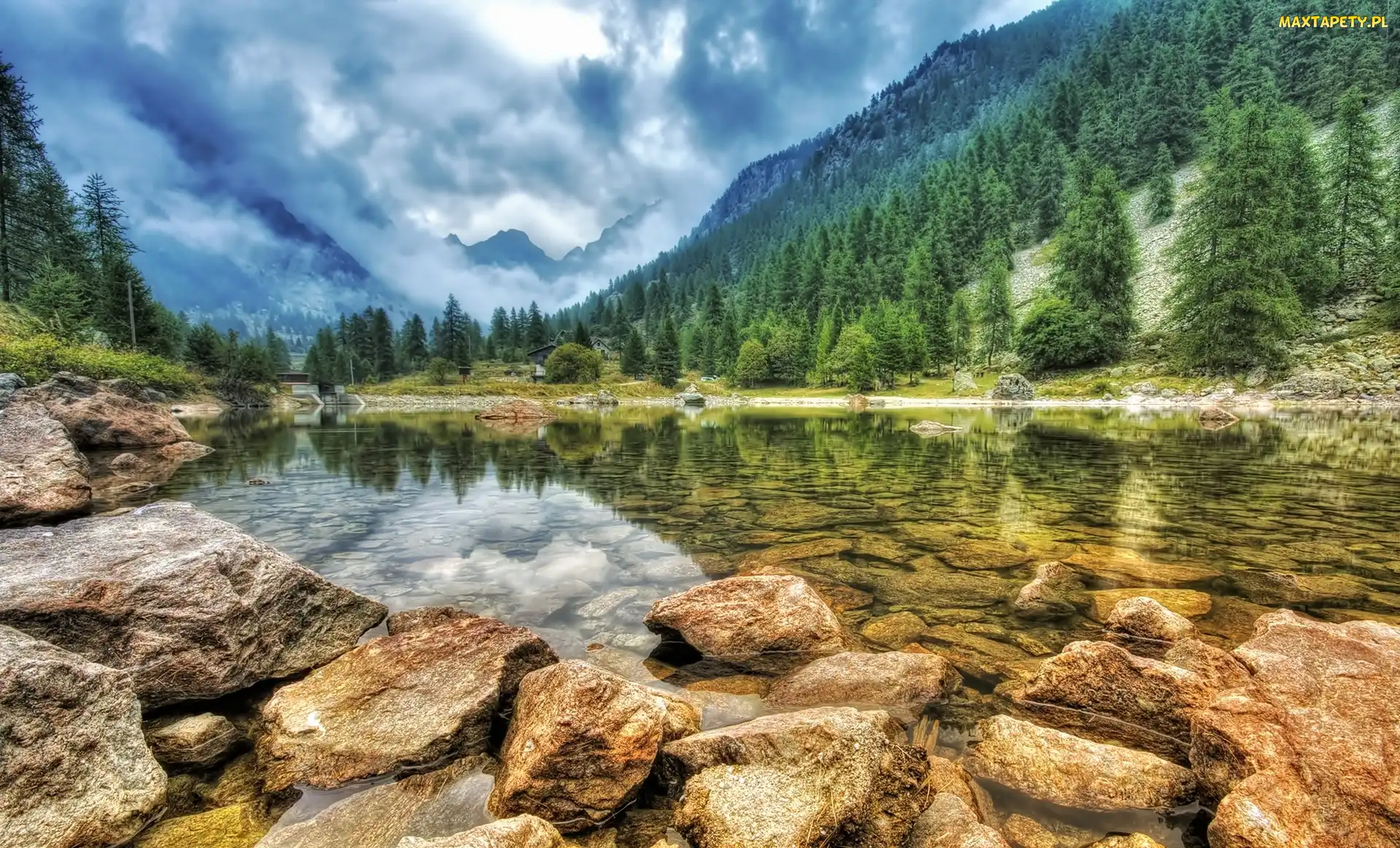 Park Narodowy, Mercantour, Las, Francja, Skały, Góry, Jezioro