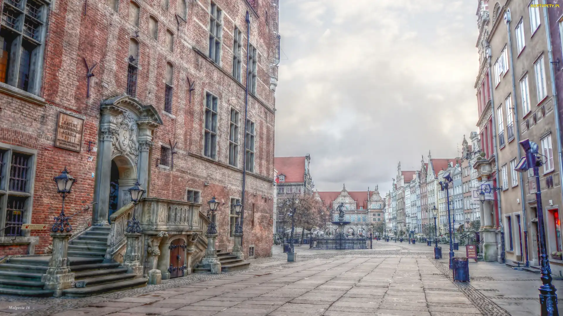 HDR, Kamienice, Ratusz, Gdańsk, Budynek, Ulica