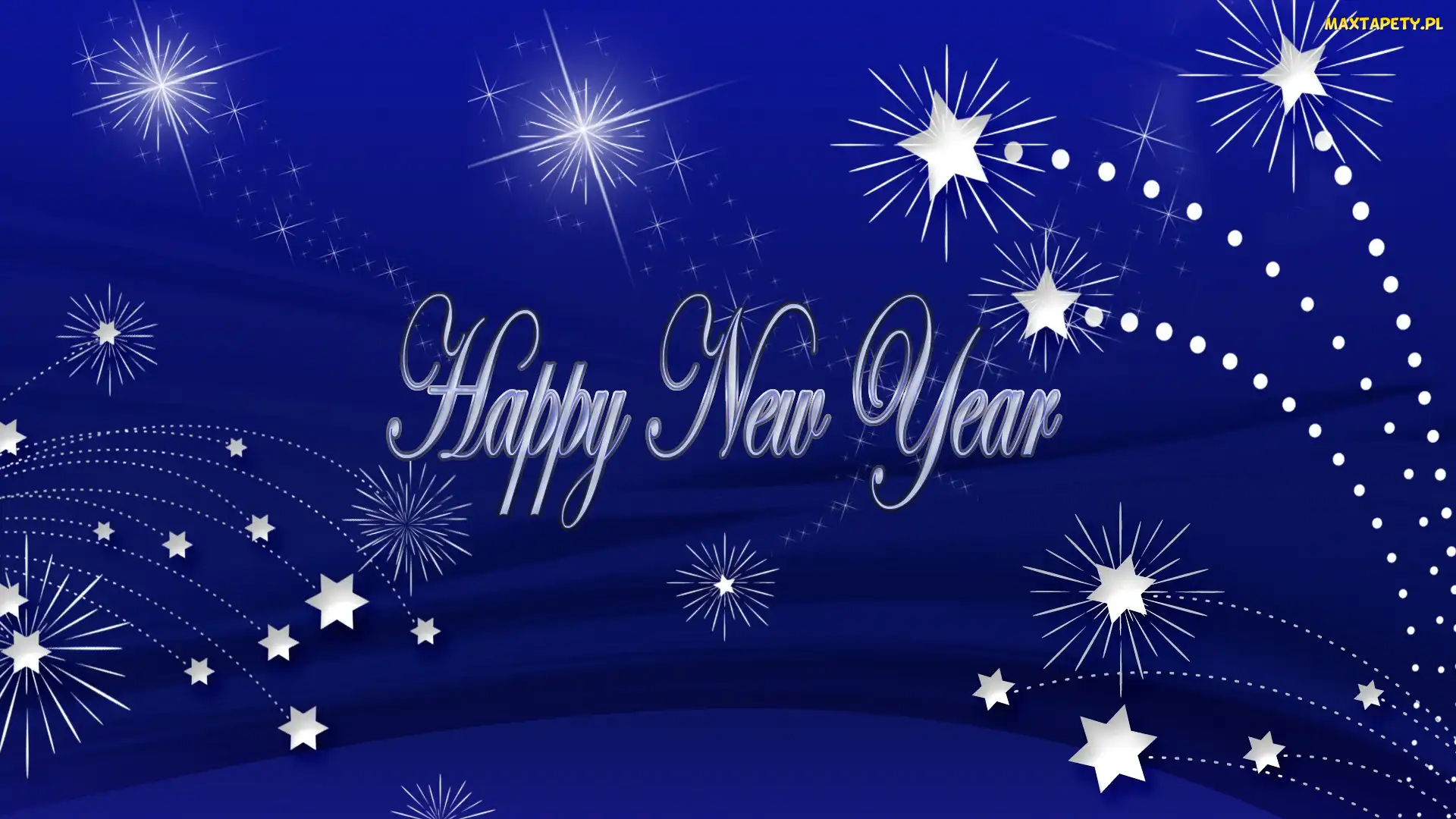 Gwiazdy, Granatowe, Grafika, Year, Happy, Napis, New, Tło