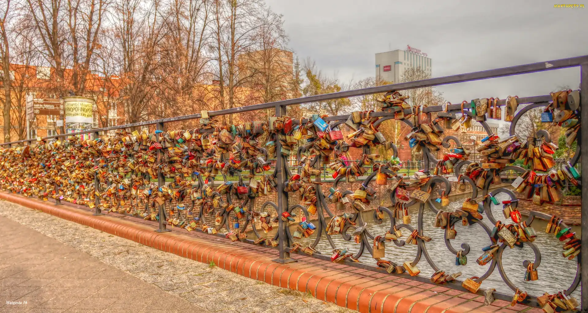 Most Miłości, HDR, Kłódki, Balustrada, Gdańsk