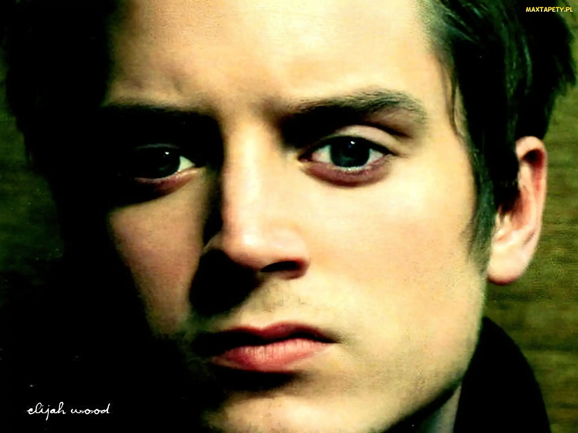 twarz, zielone oczy, Elijah Wood