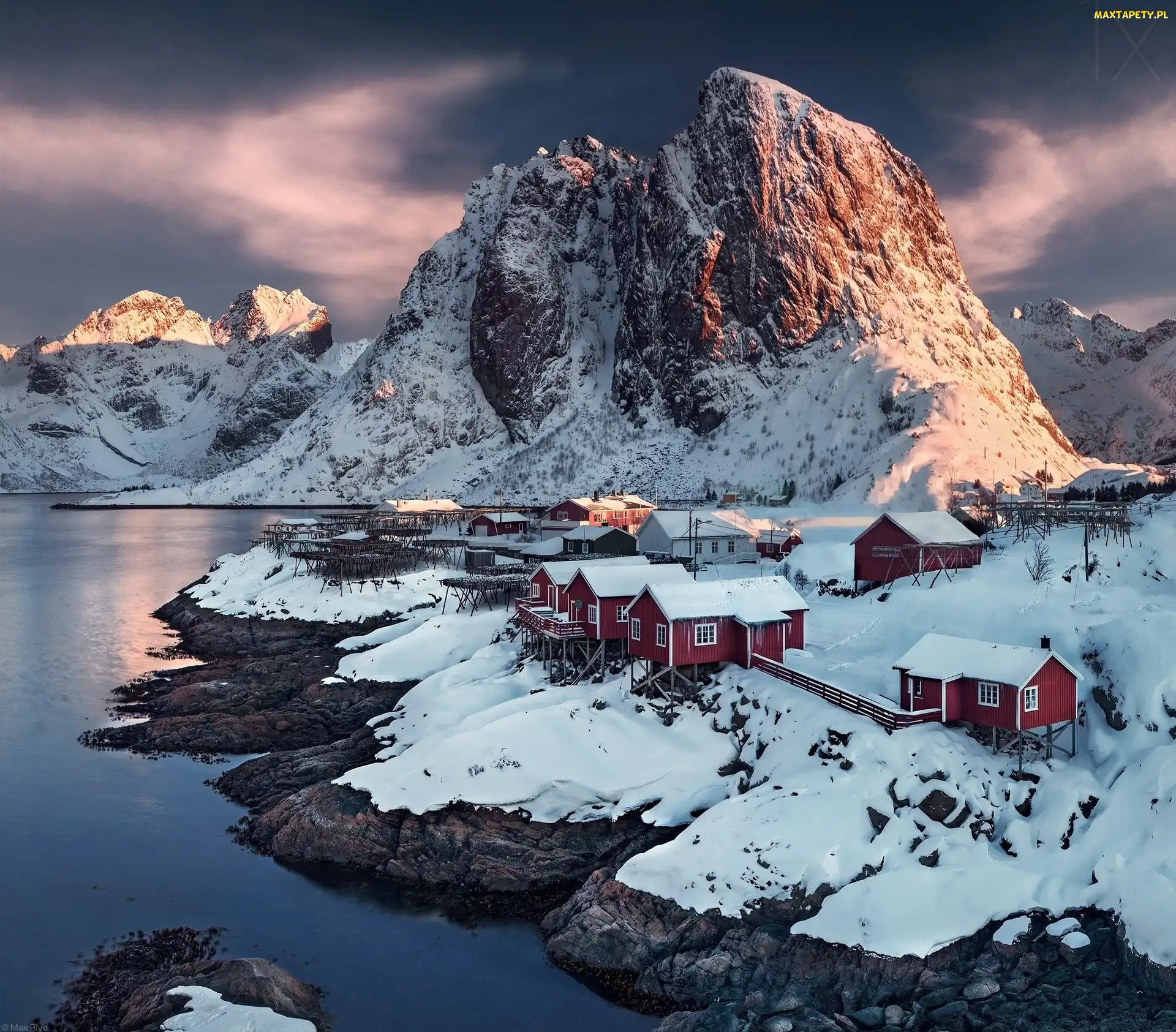 Góry, Zima, Hamnoy, Wieś, Norwegia