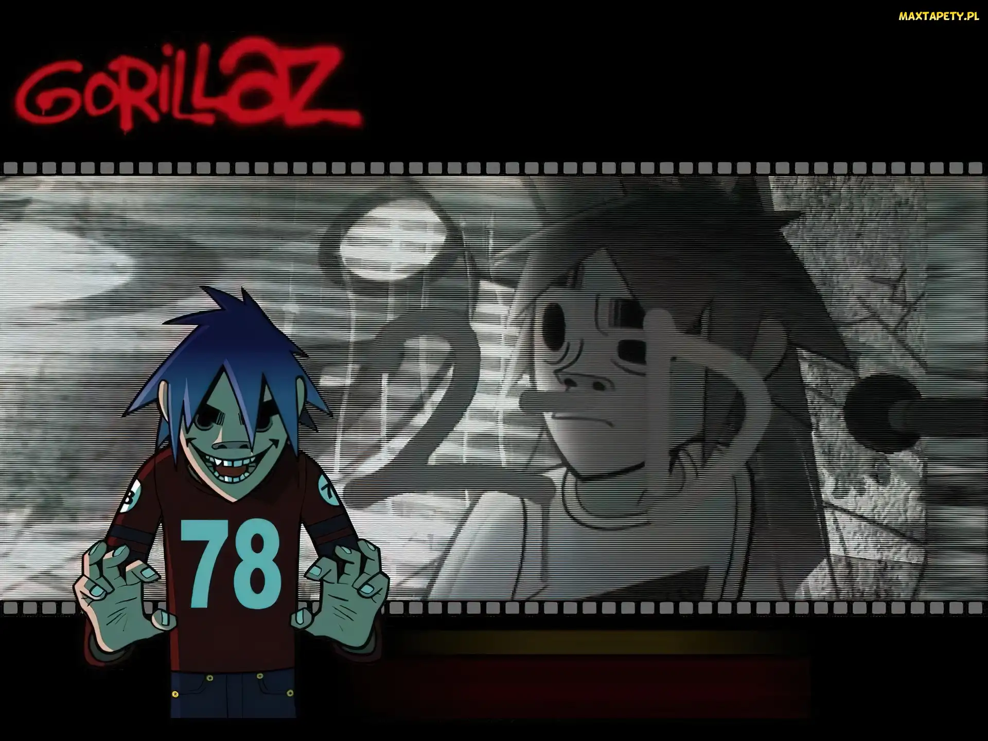 włosy, twarz , Gorillaz, ludzik