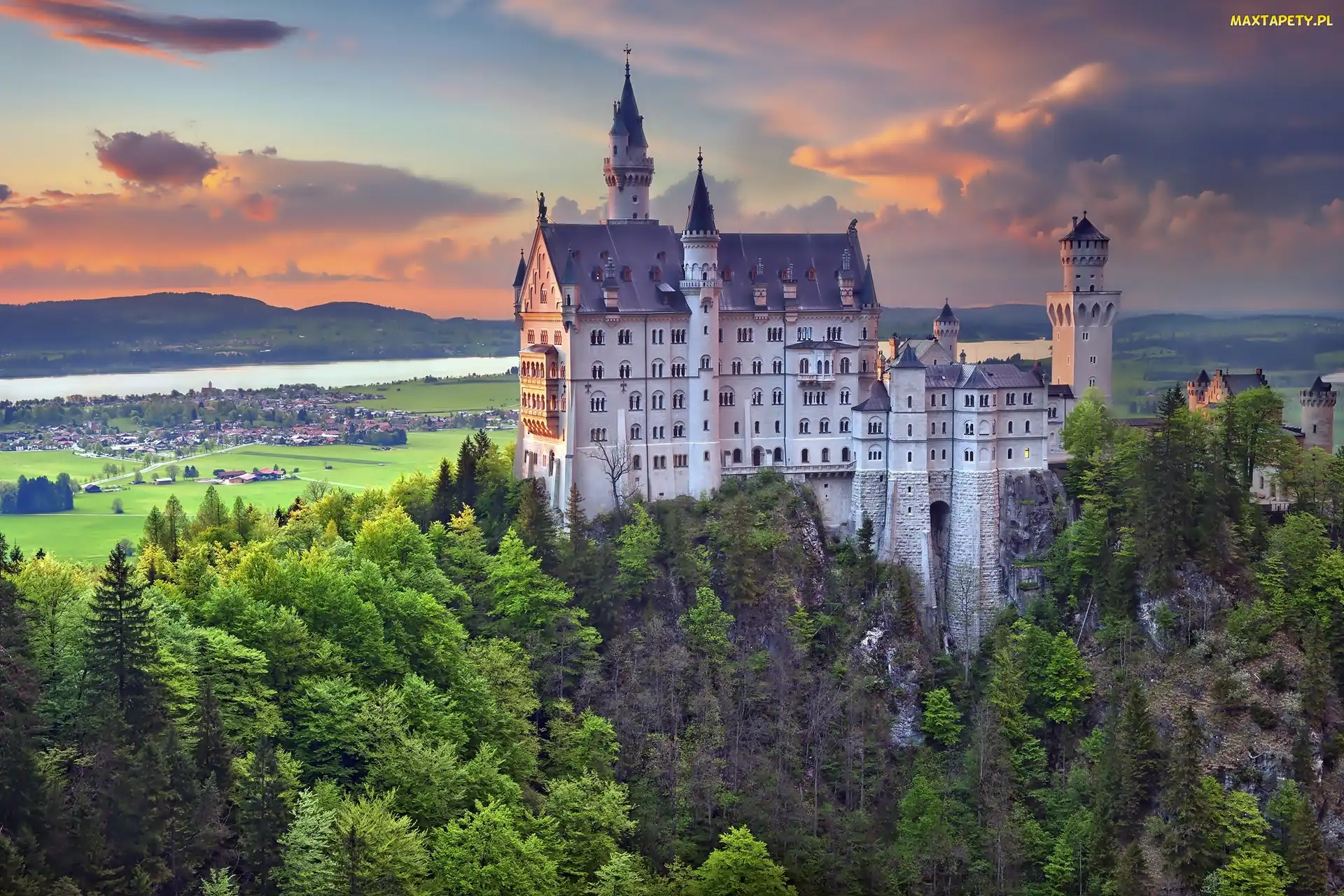 Bawaria, Góry, Lasy, Zamek Neuschwanstein, Niemcy