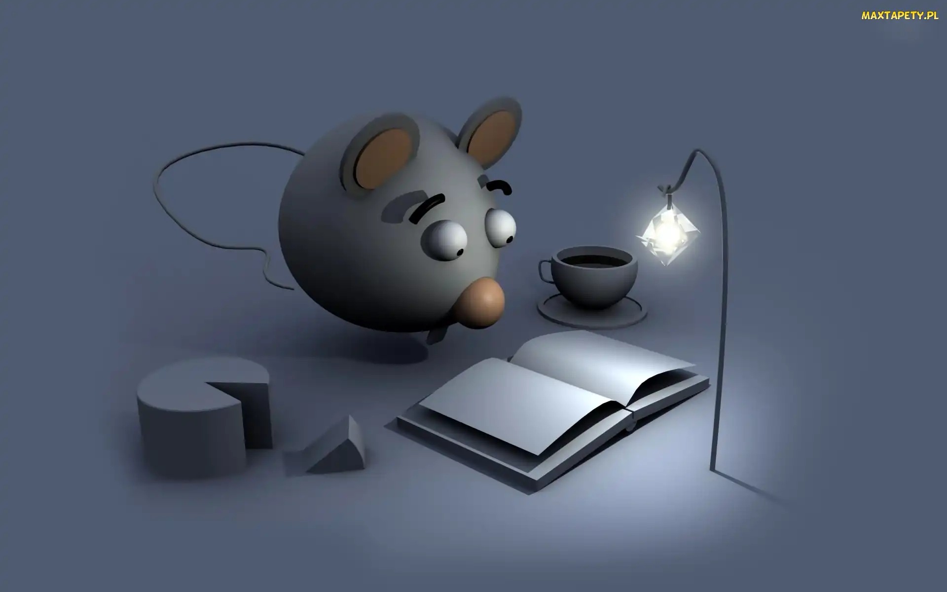 Myszka, Lampka, Filiżanka, Książka, 3D