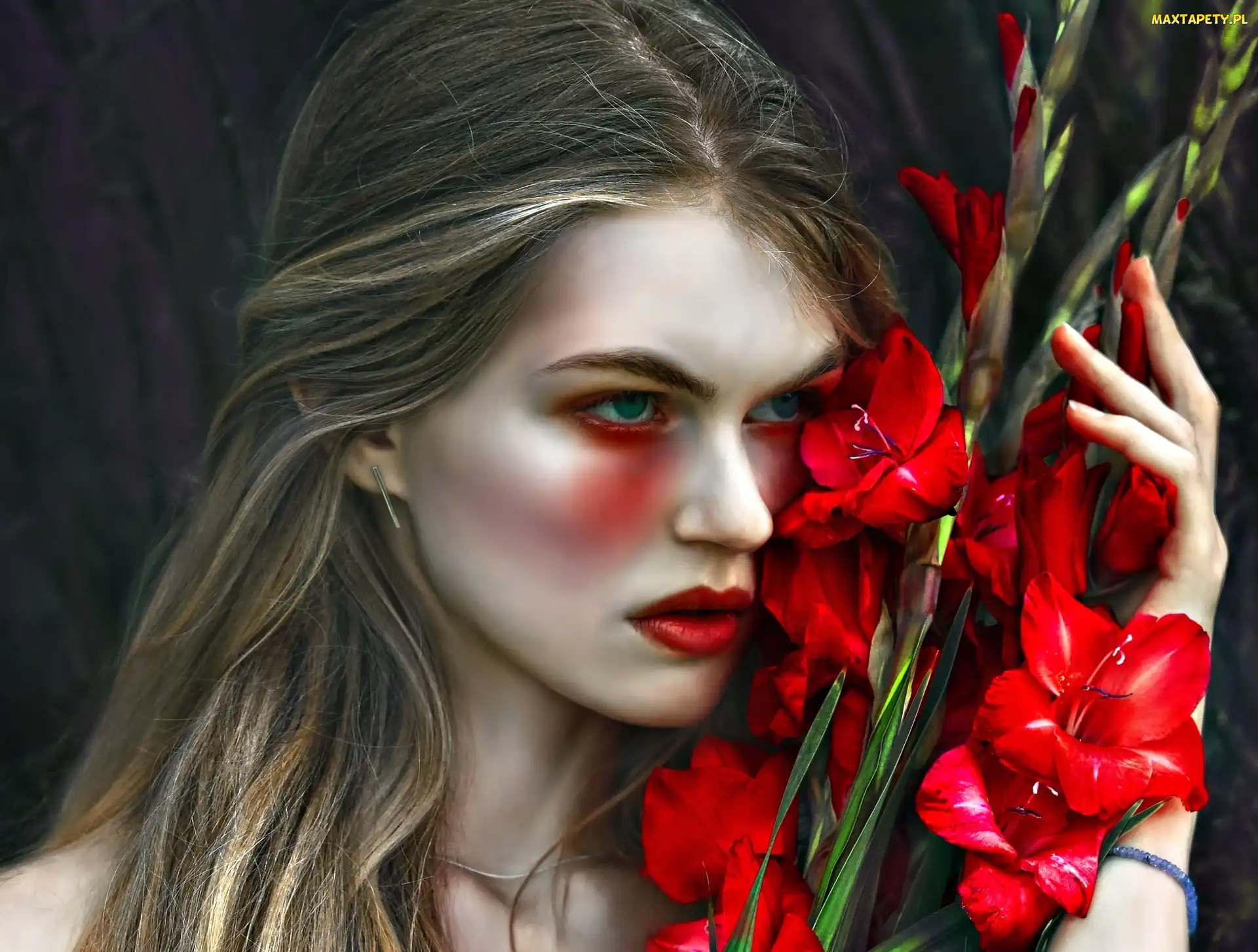 Modelka, Art, Gladiole, Kwiaty, Agnieszka Lorek