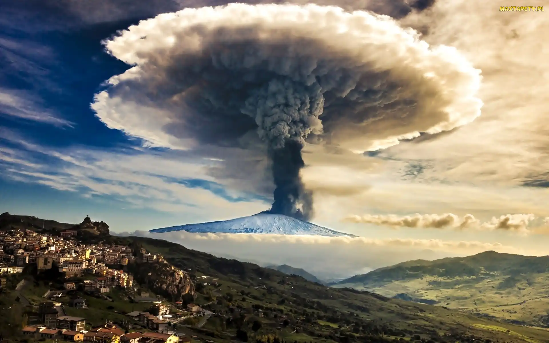 Wulkan, Włochy, Góry, Etna