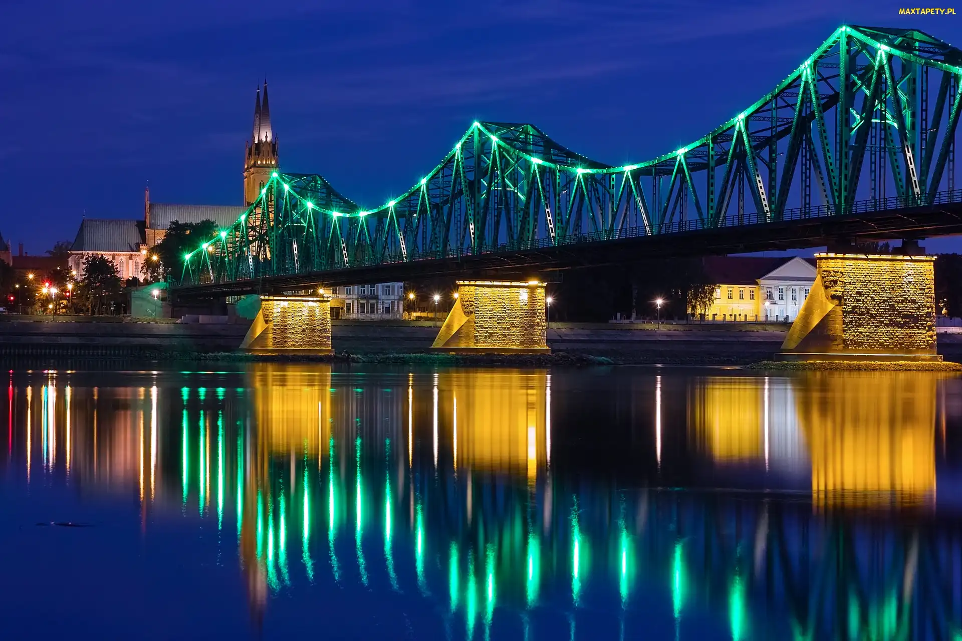 Most, Miasto, Oświetlenie, Woda