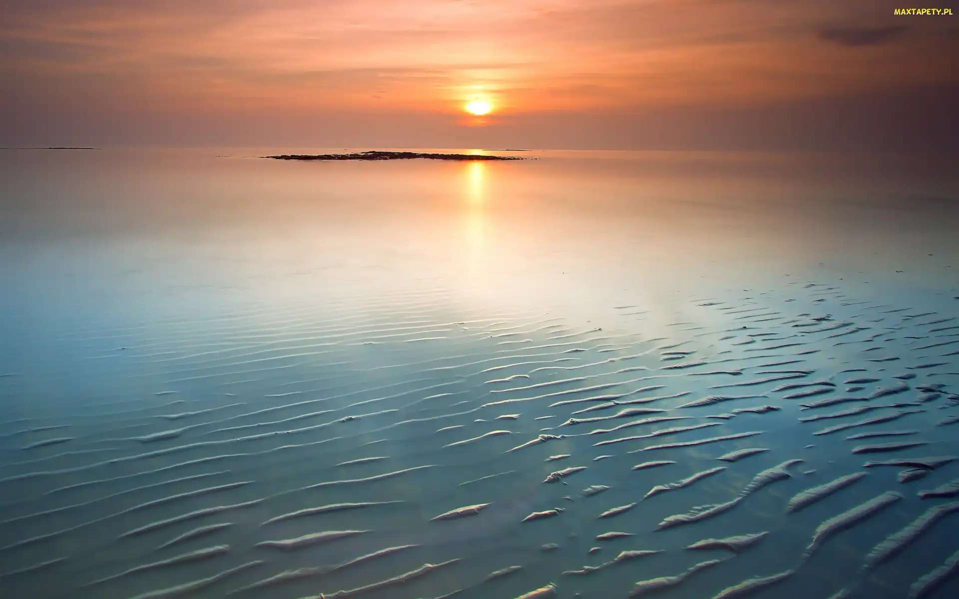 Słońca, Zachód, Morze, Plaża