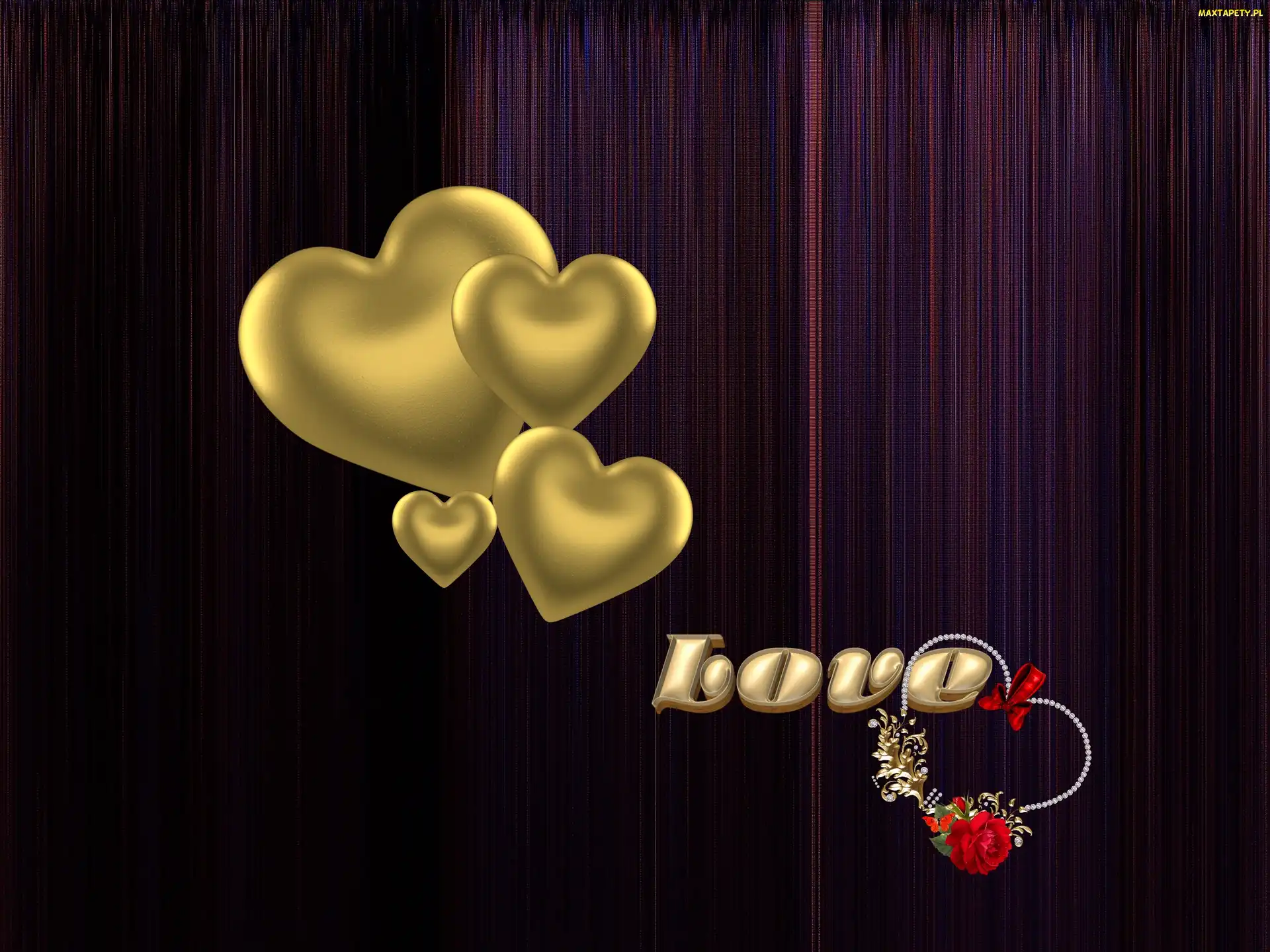 Love, Róża, Złote, Serca