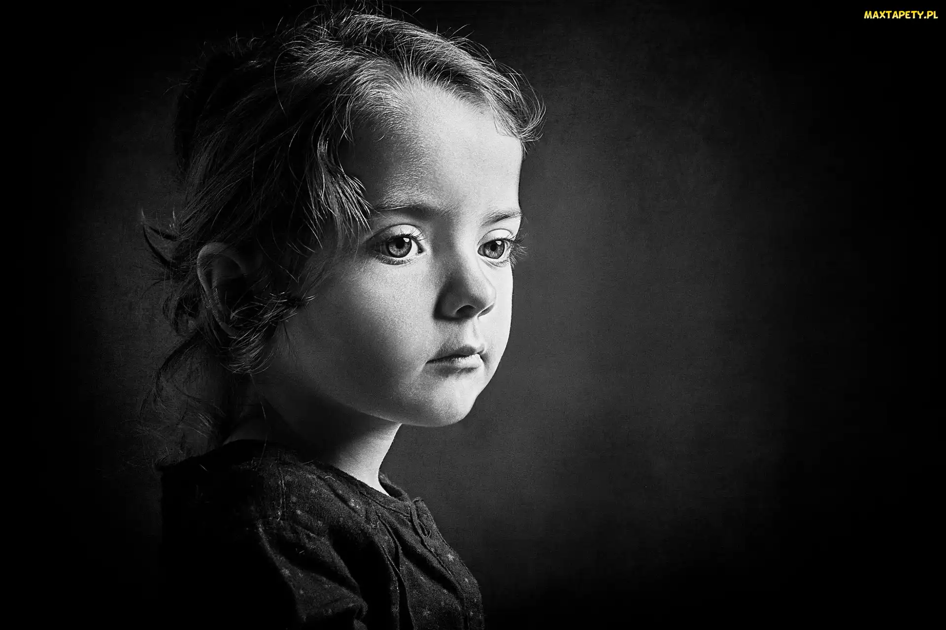 Czarno, Dziecka, Portret, Biały