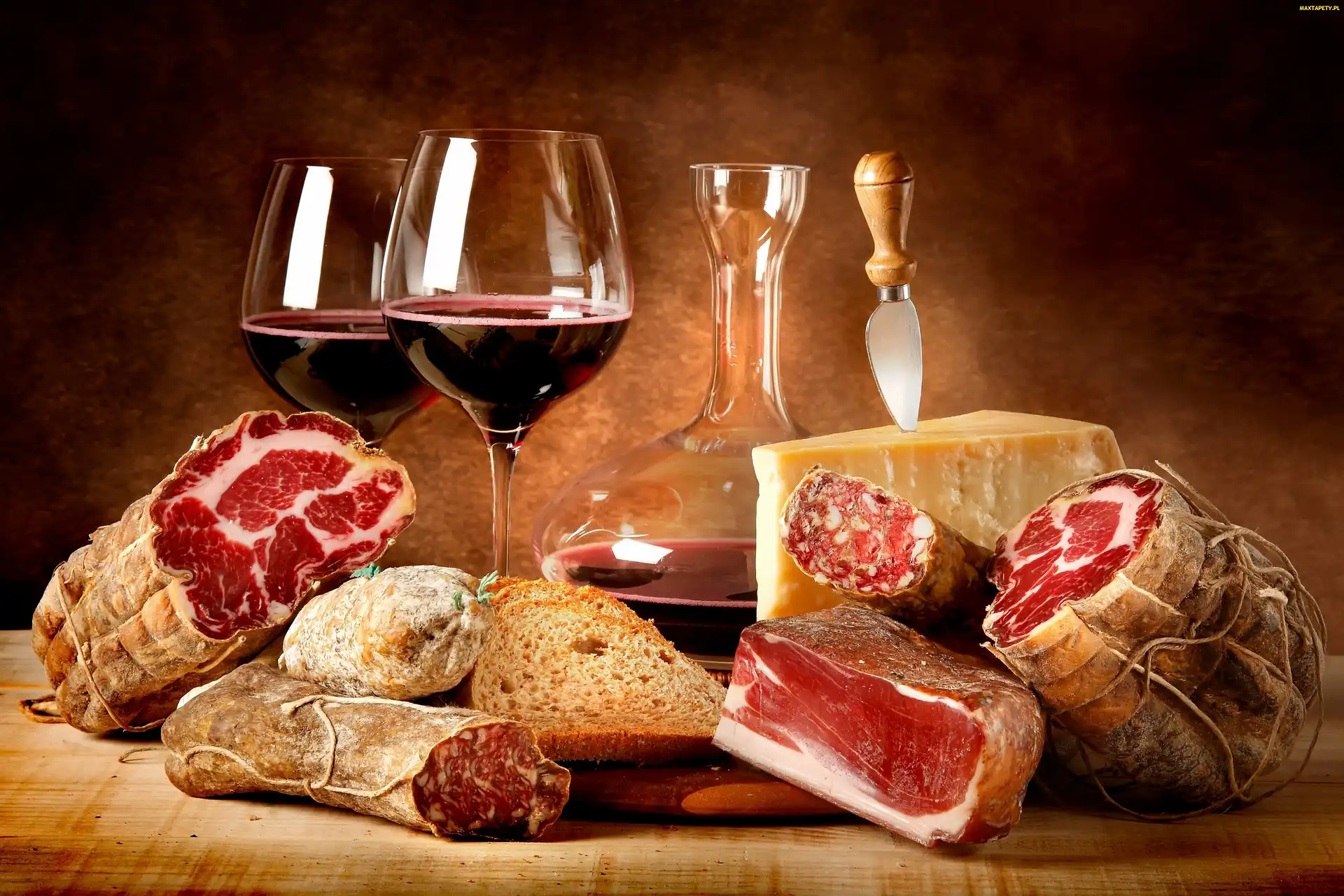 Mięso, Pieczywo, Wino