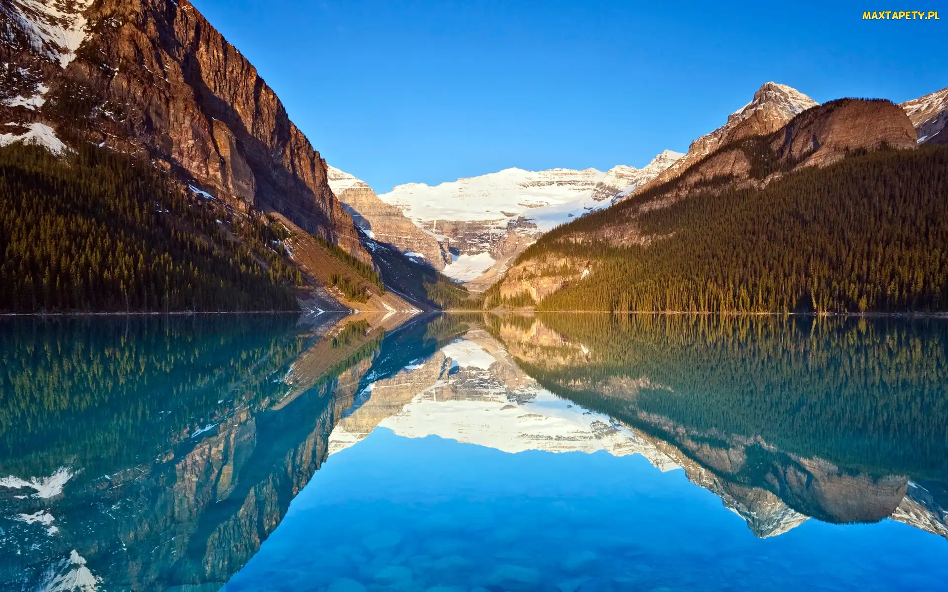 Jezioro Lake Louise, Odbicie, Kanada, Góry, Park Narodowy Banff