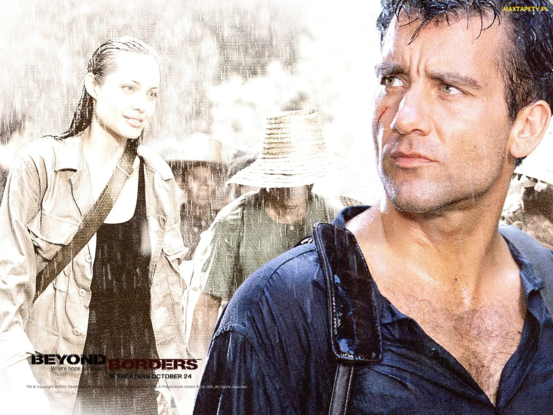 deszcz, kapelusz, Clive Owen