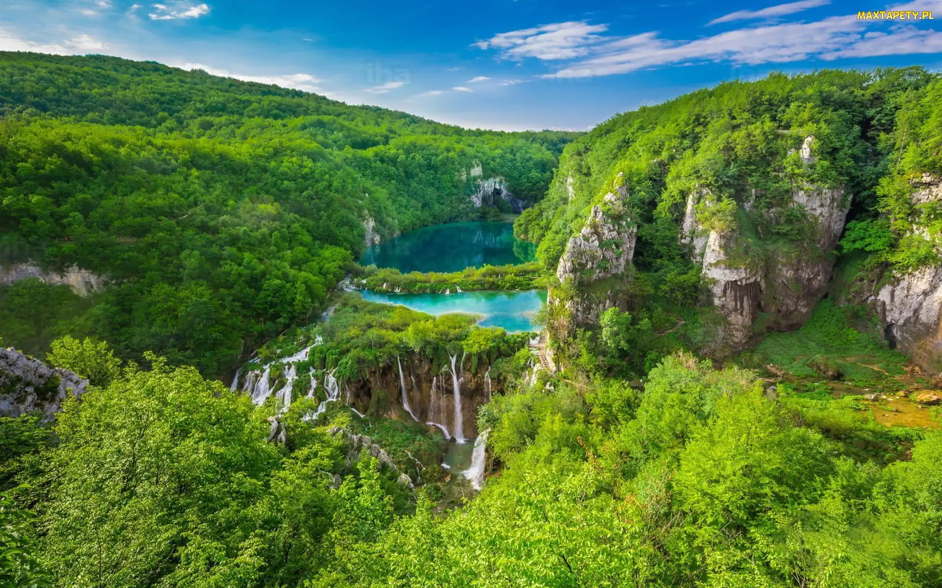 Park Narodowy Plitvice, Wodospad, Góry, Jeziorko