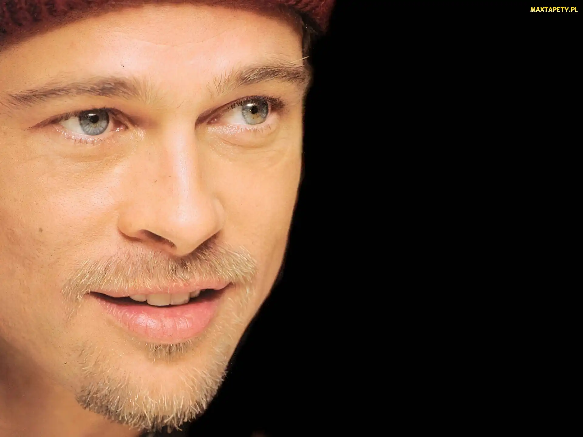bródka, oczy, Brad Pitt, niebieskie