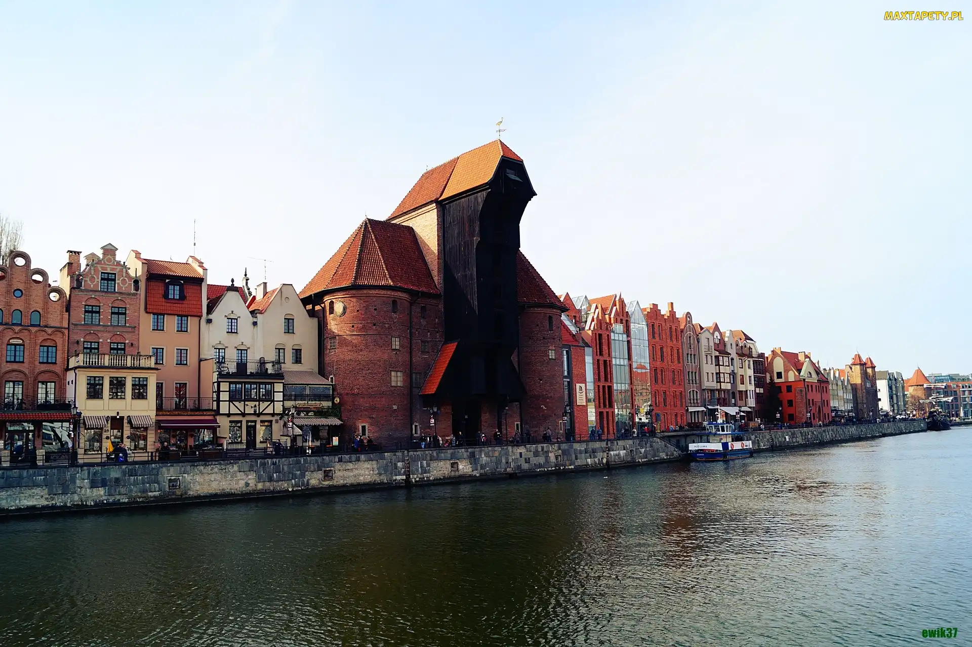 Motława, Żuraw, Gdańsk, Kamienice