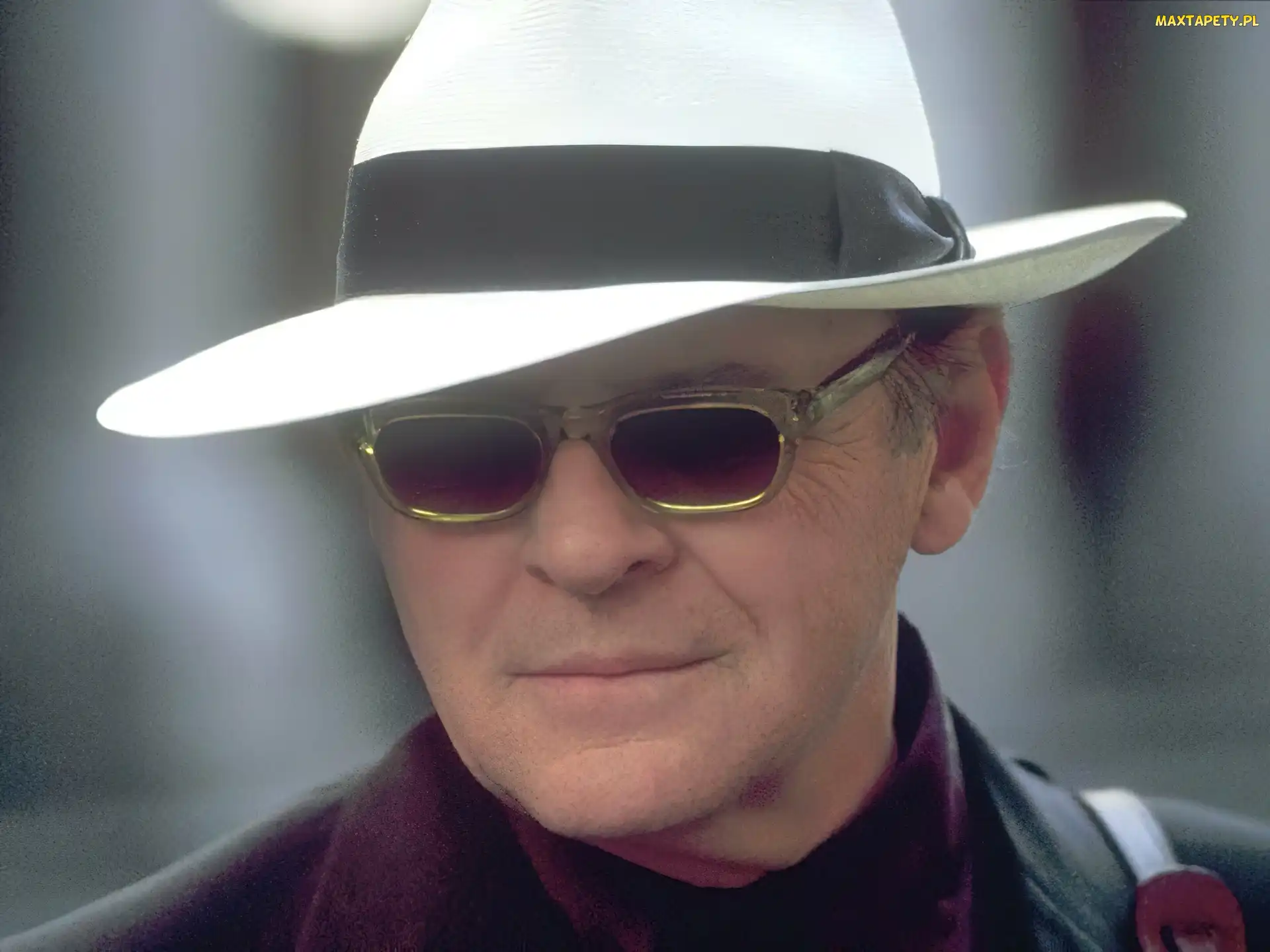 kapelusz, okulary, Anthony Hopkins