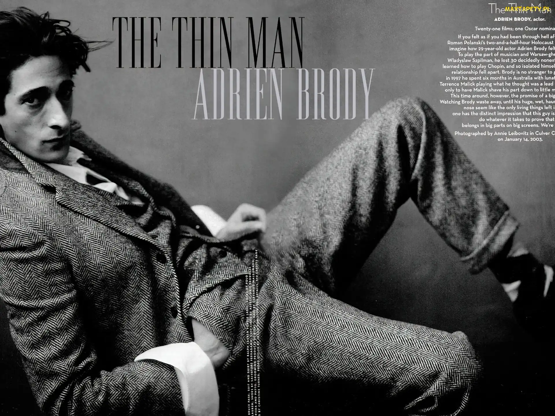 szary, garnitur, Adrien Brody