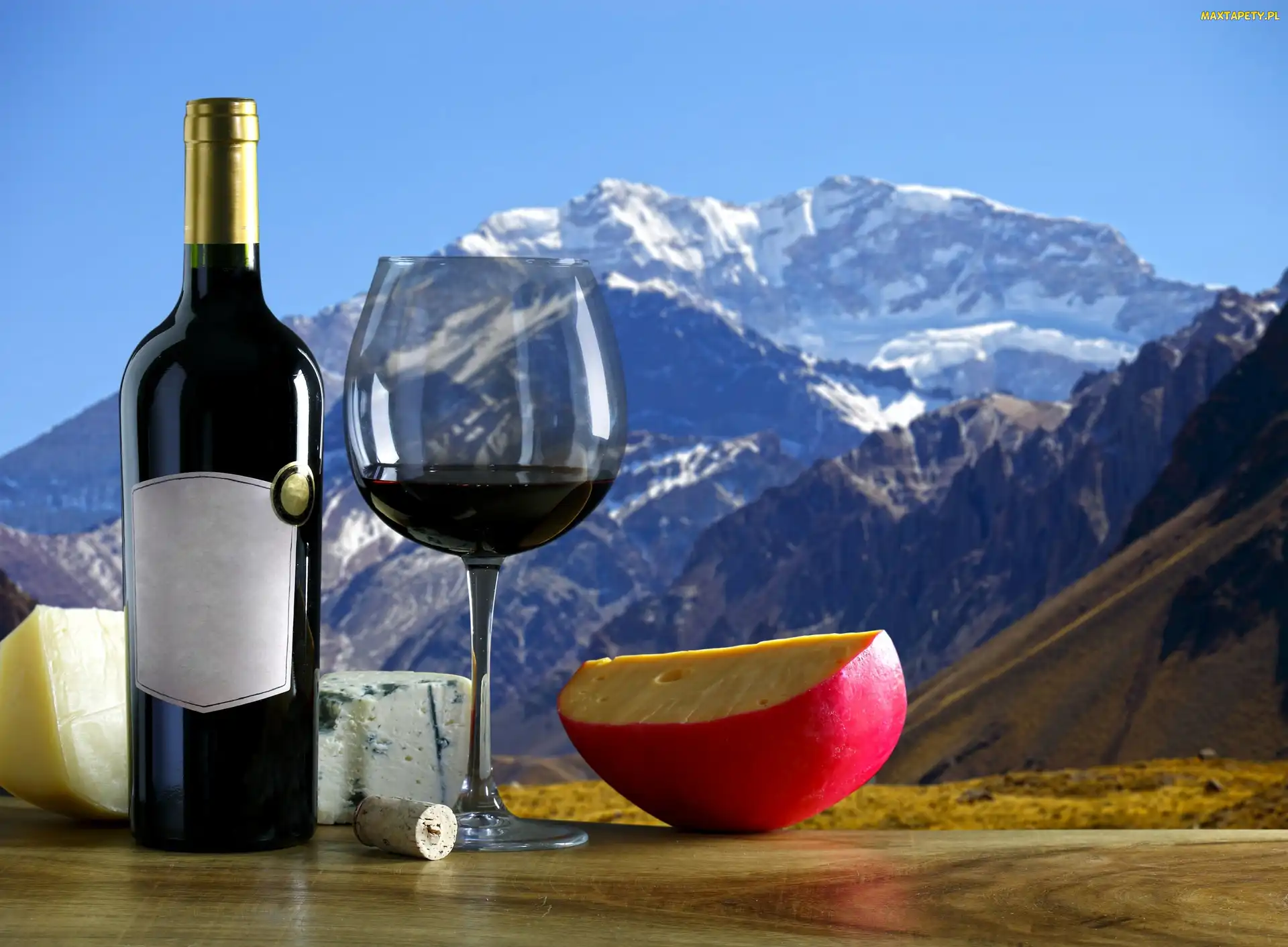 Góry, Kieliszek, Wino, Ser