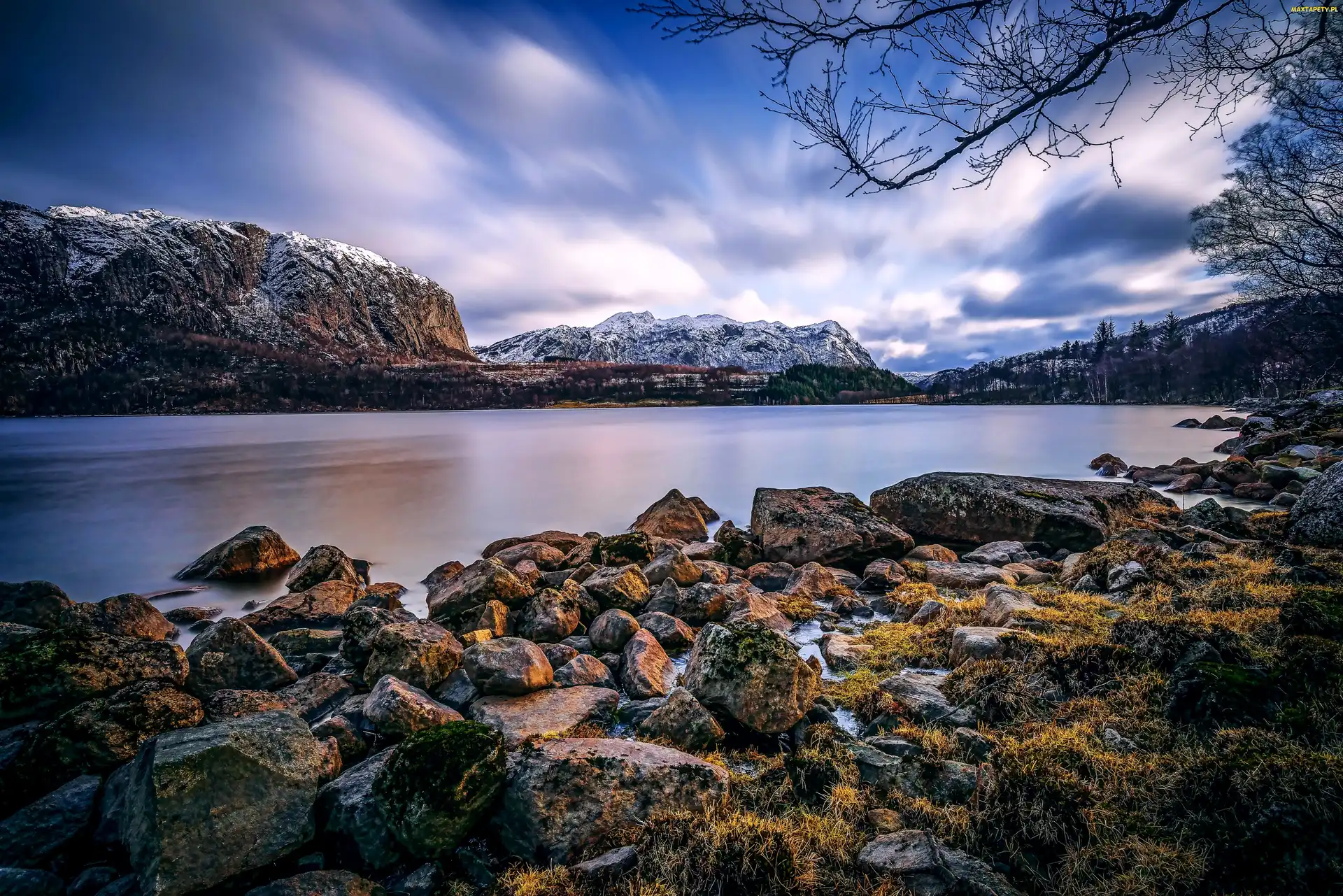 Norwegia, Kamienie, Góry, Jezioro