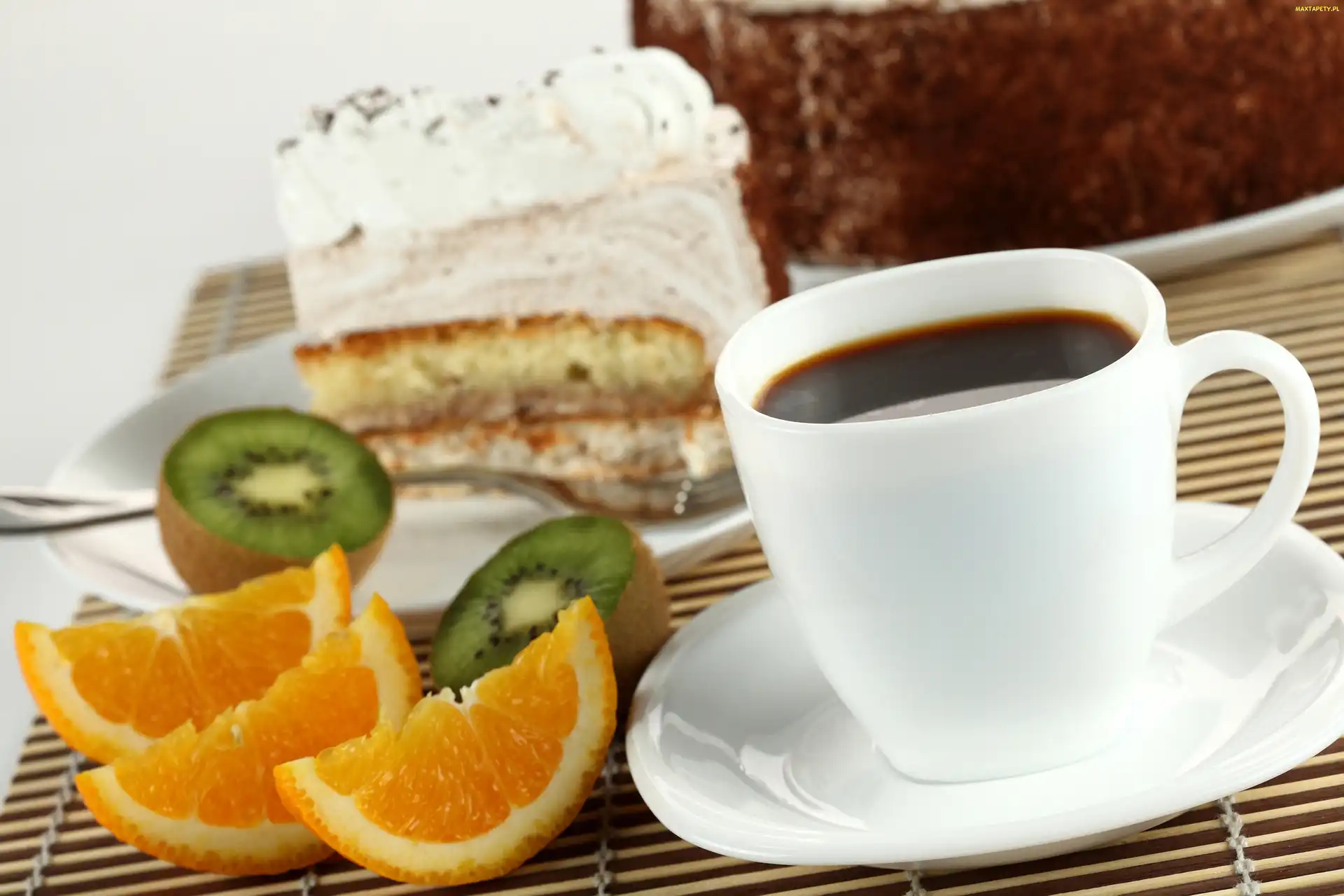 Kiwi, Pomarańcza, Kawa, Ciasto