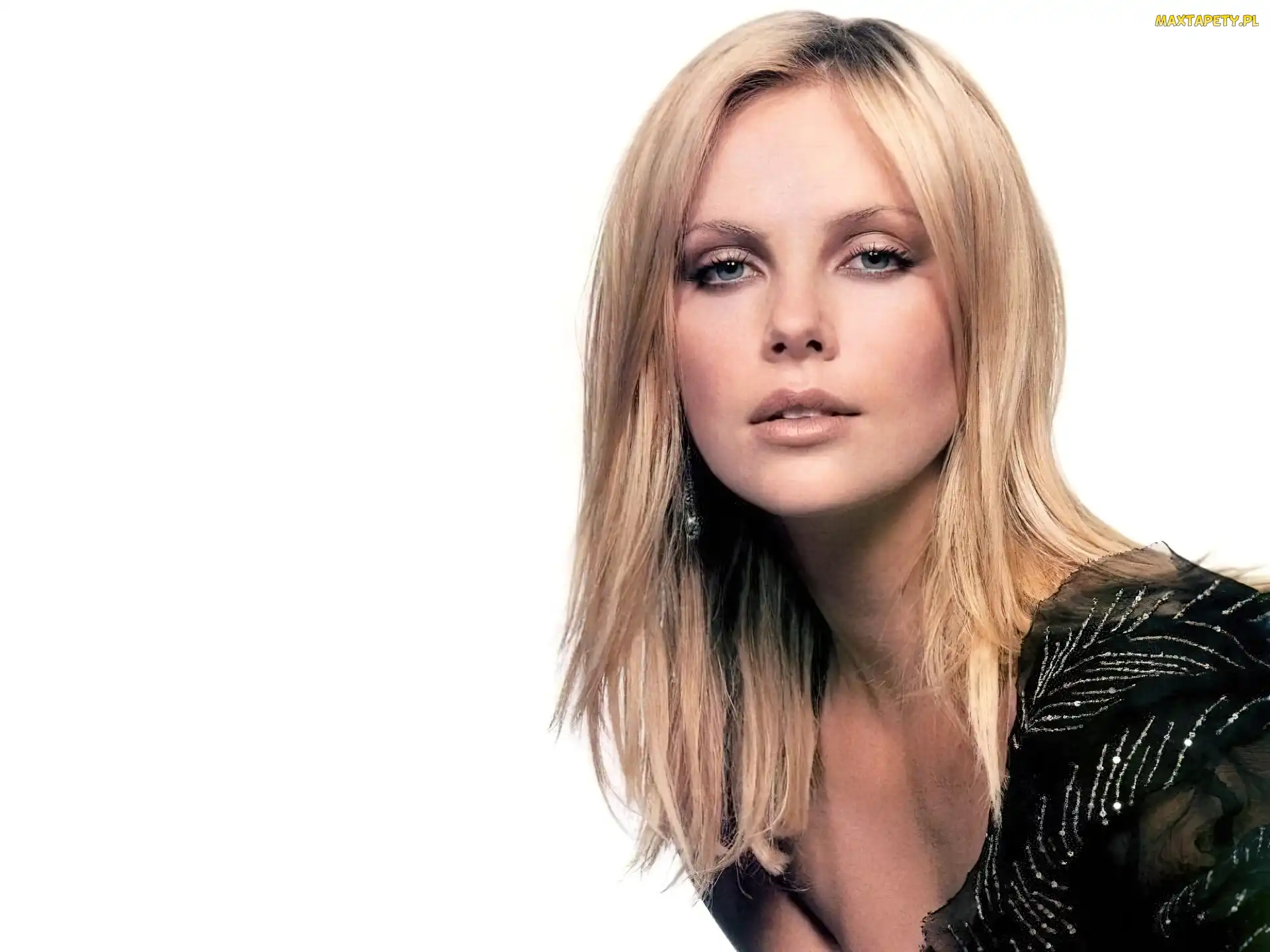 proste, włosy, Charlize Theron