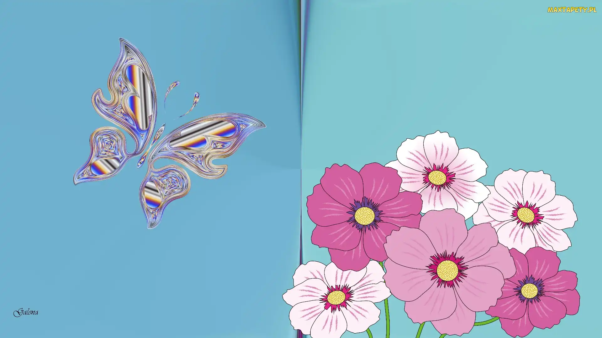 Motyl, Grafika, Kwiaty
