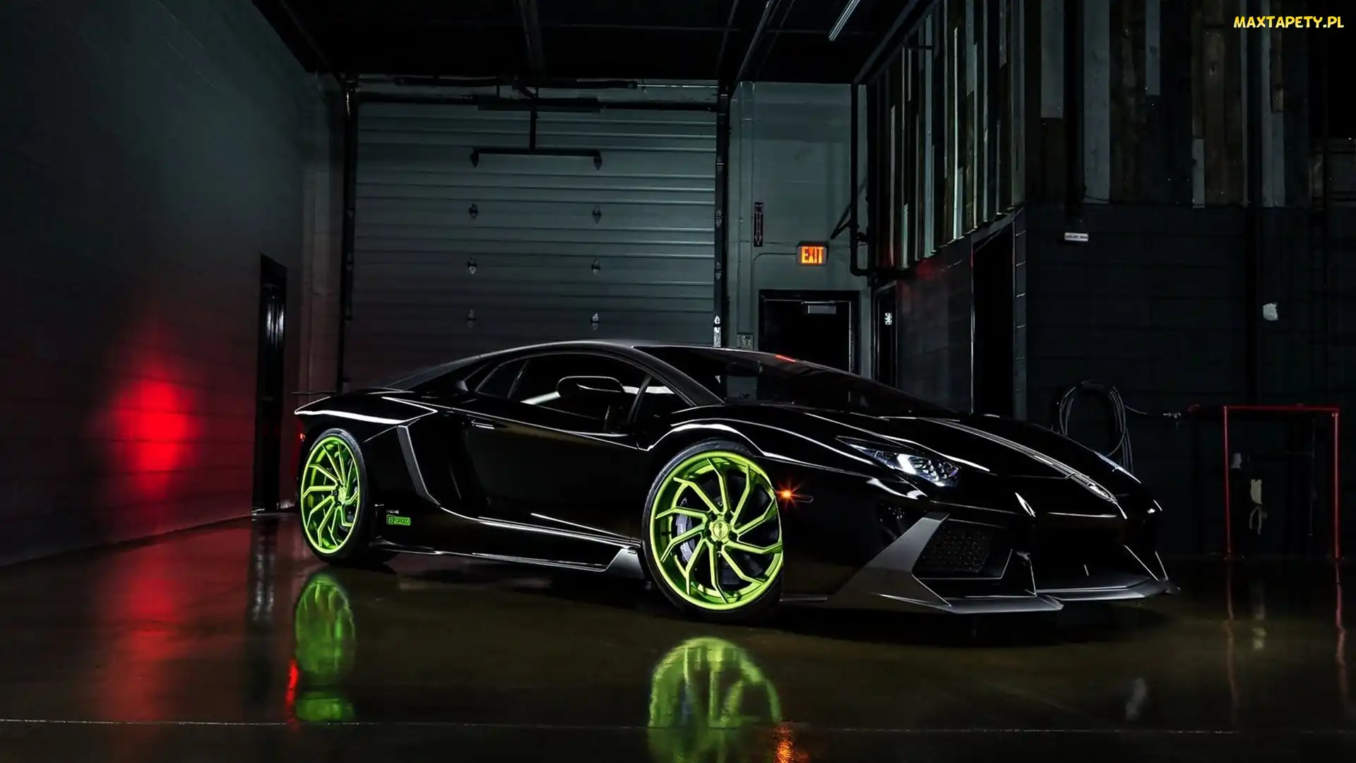 , Garaż, Aventador, Lamborghini, LP700-4, Czarny