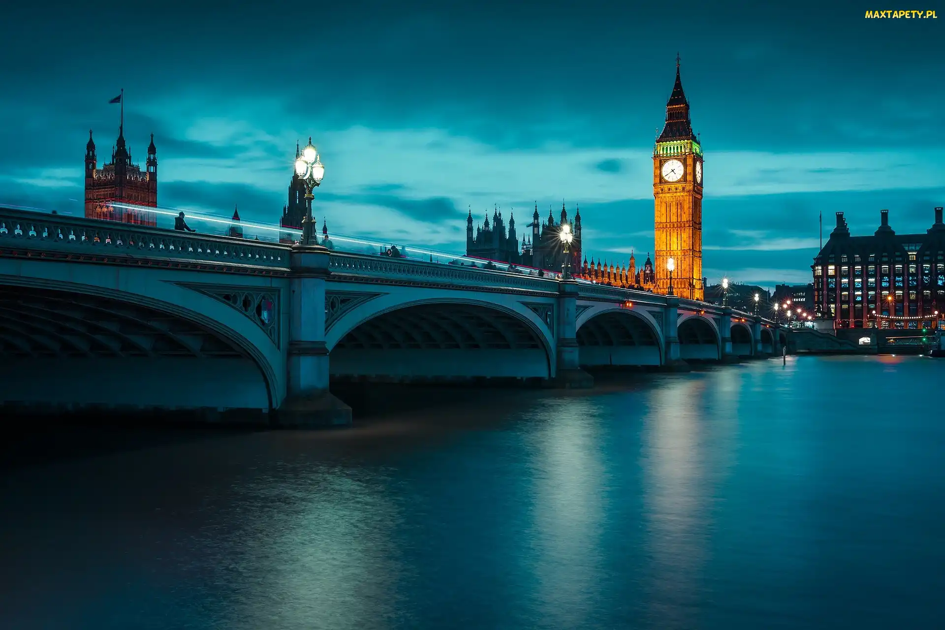Londyn, Big Ben, Most Westminsterski, Rzeka Tamiza, Anglia